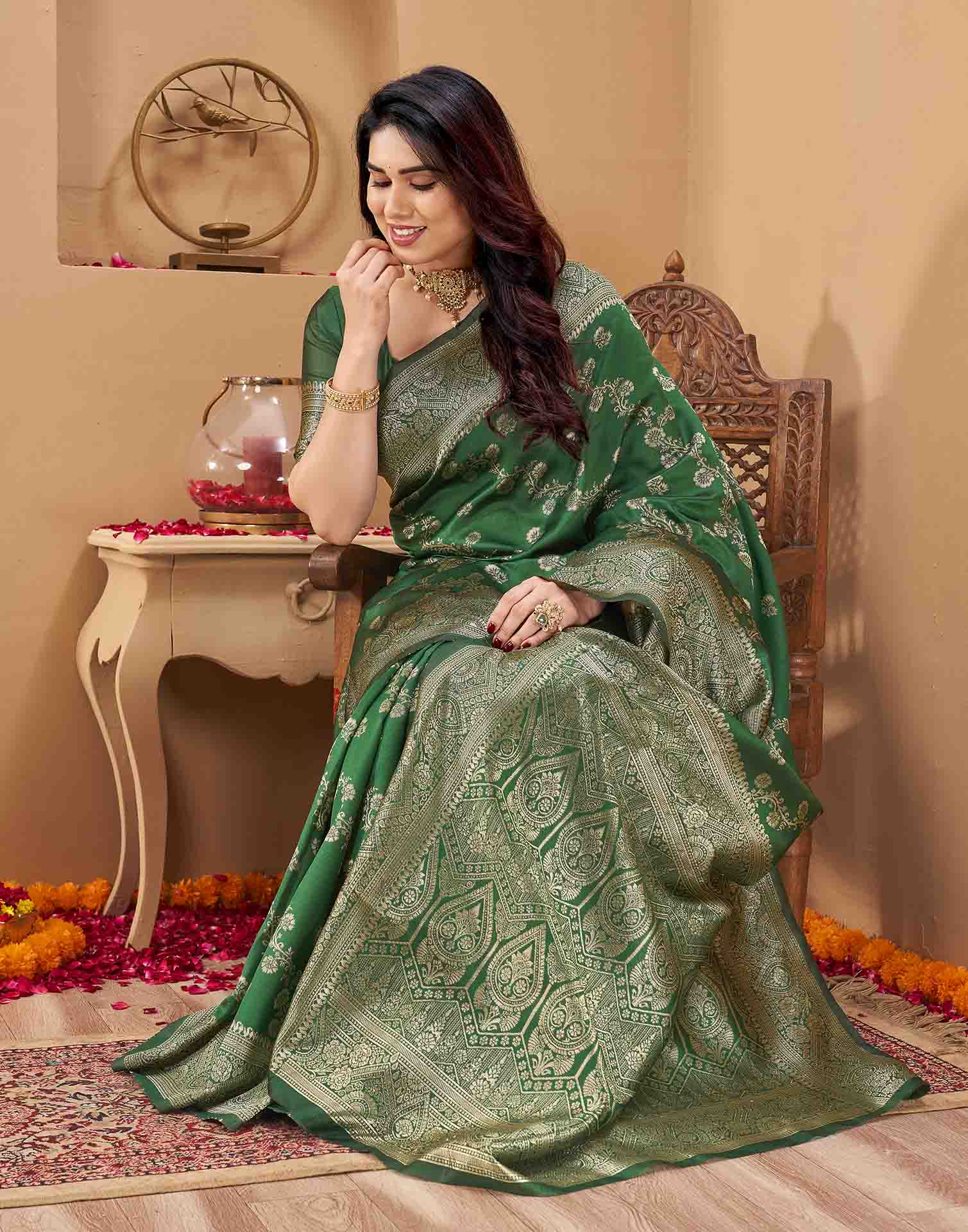 Green Silk Woven Banarasi Saree