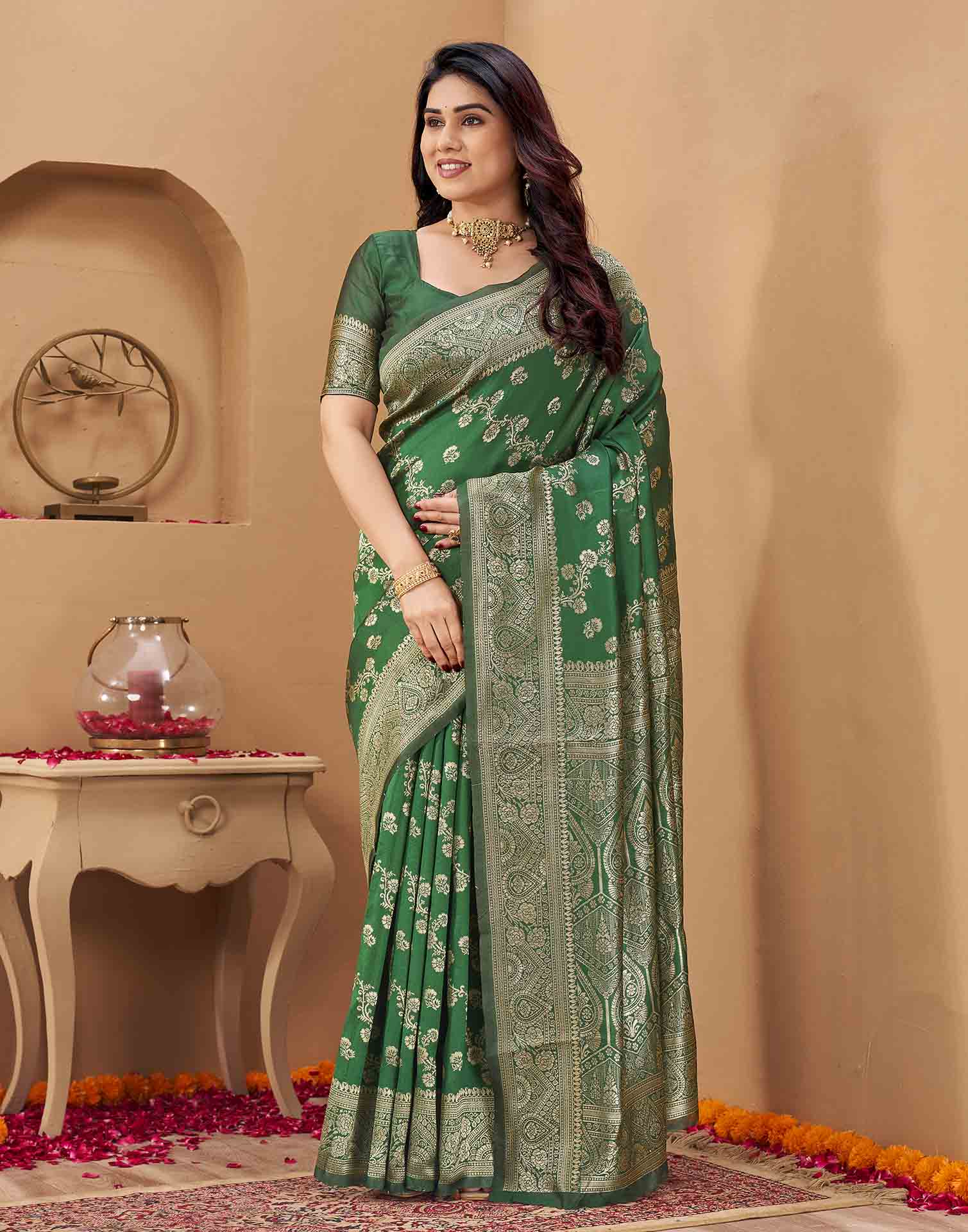 Green Silk Woven Banarasi Saree