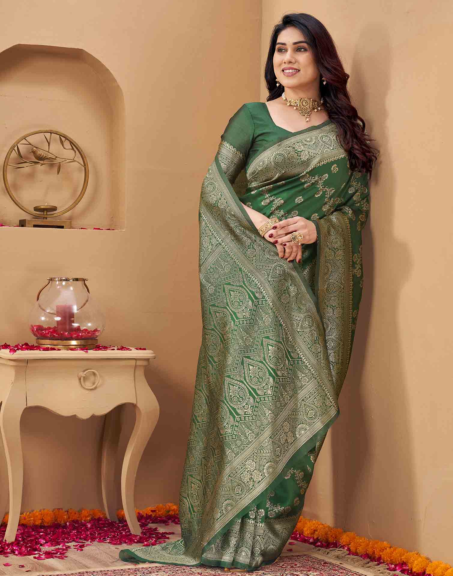 Green Silk Woven Banarasi Saree