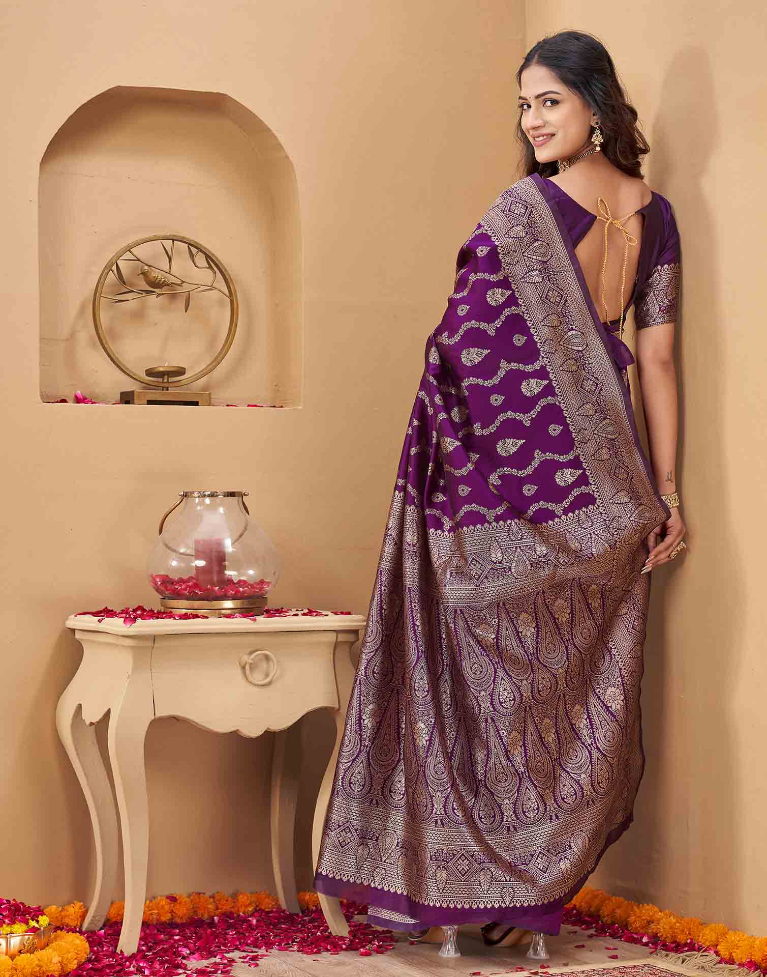 Purple Silk Woven Banarasi Saree