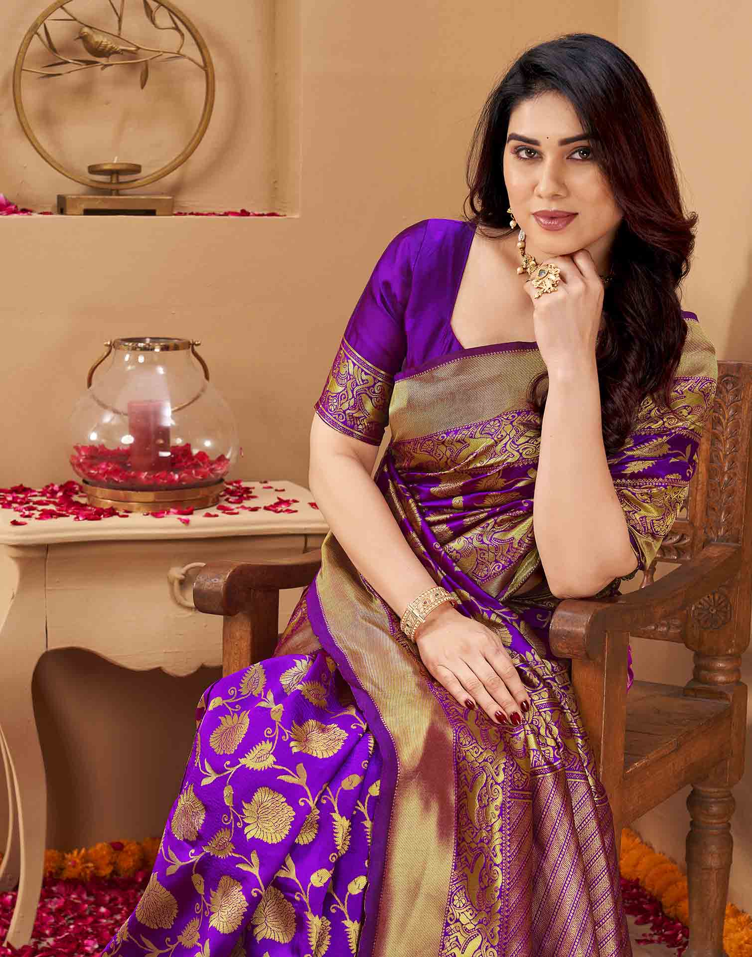 Purple Silk Woven Banarasi Saree
