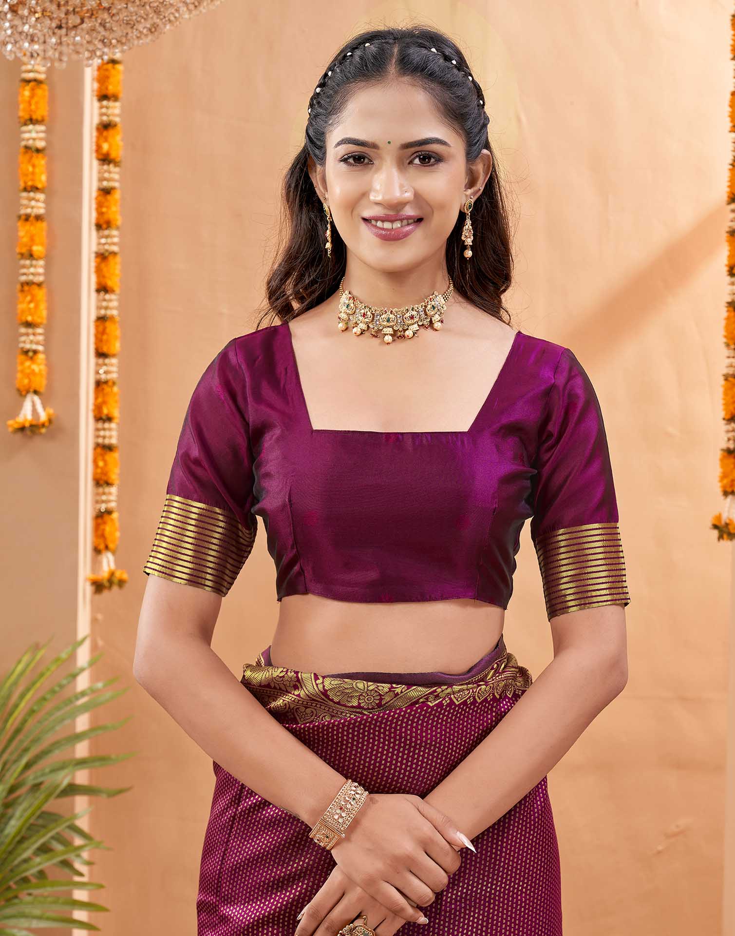 Purple Silk Woven Kanjivaram Saree