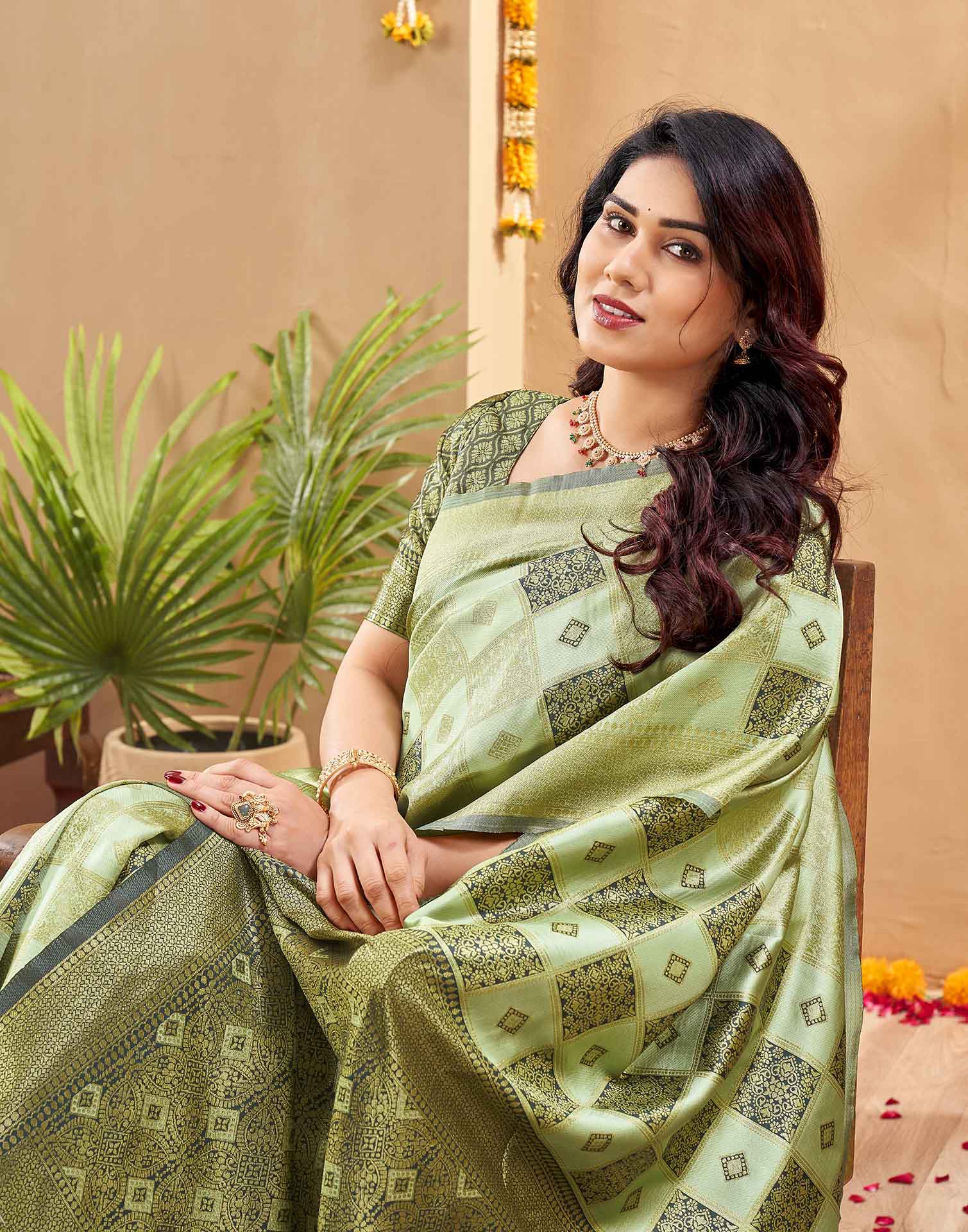 Green Silk Woven Banarasi Saree