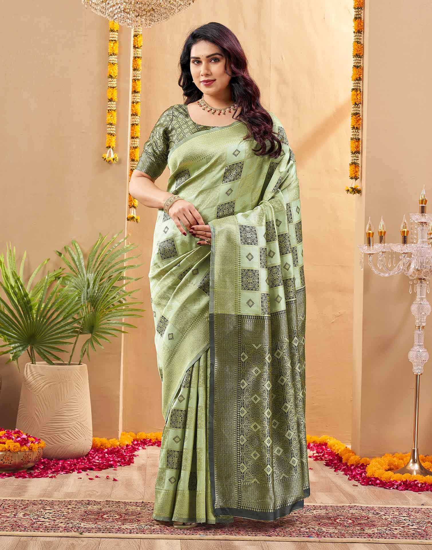 Green Silk Woven Banarasi Saree