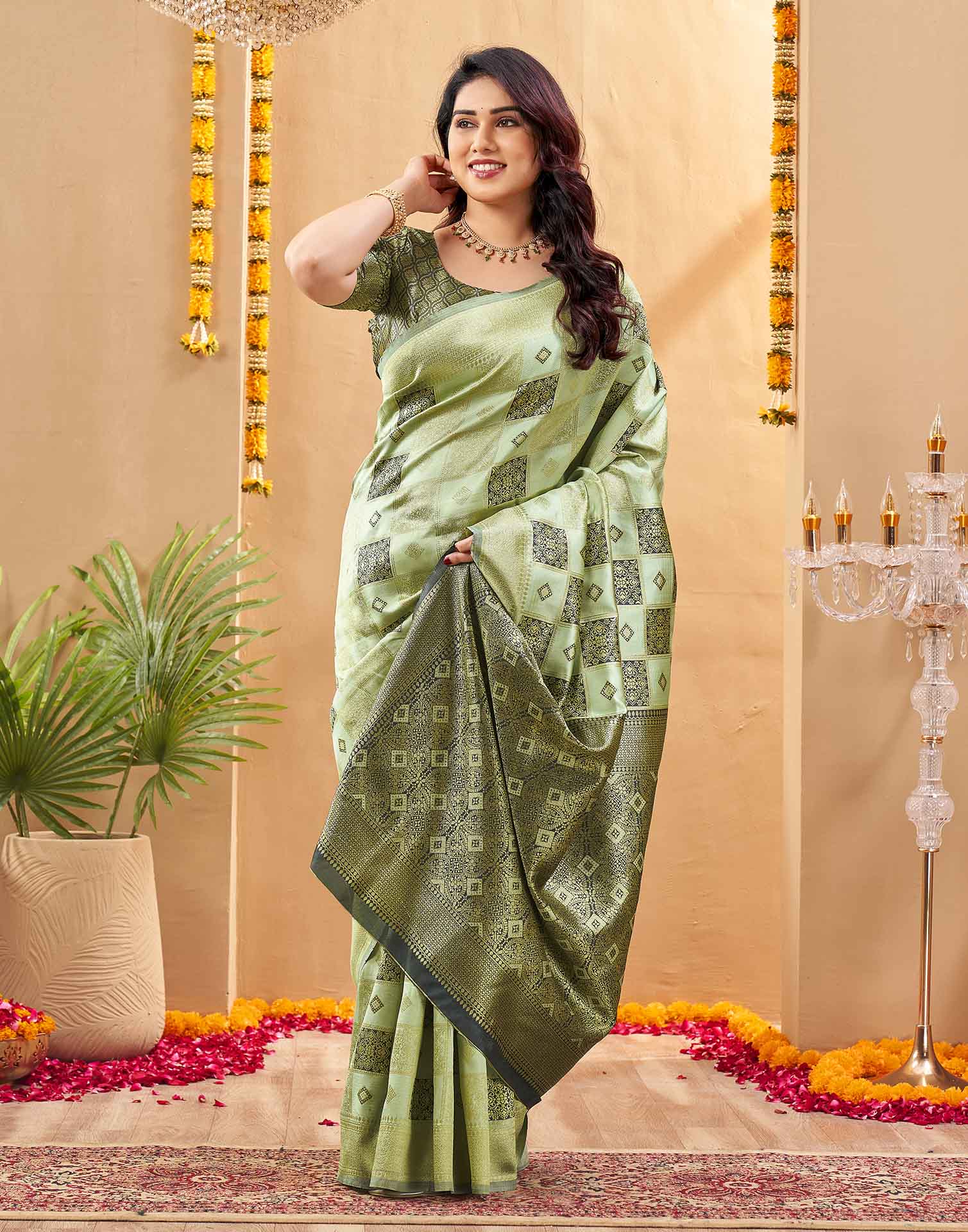 Green Silk Woven Banarasi Saree