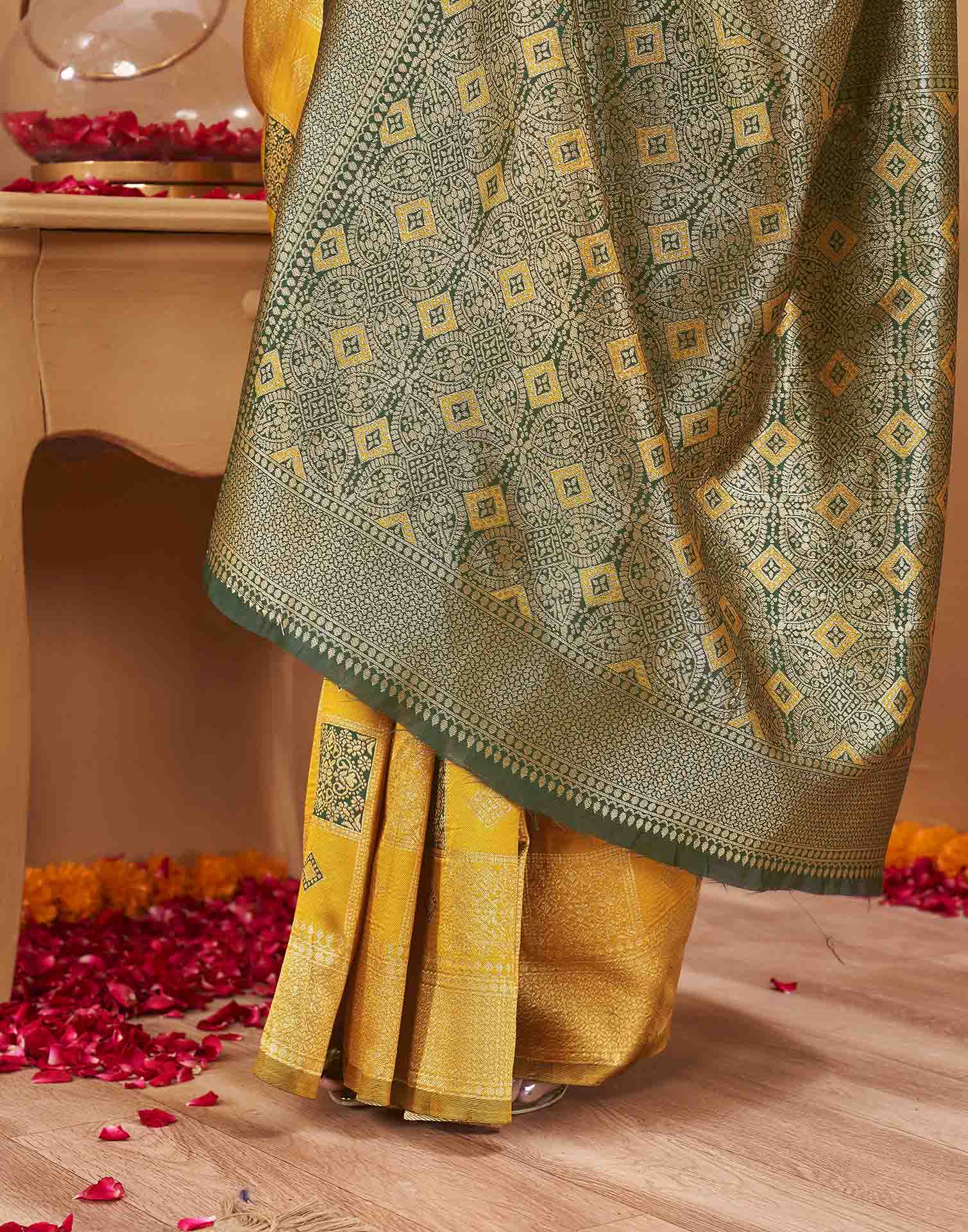 Yellow Silk Woven Banarasi Saree