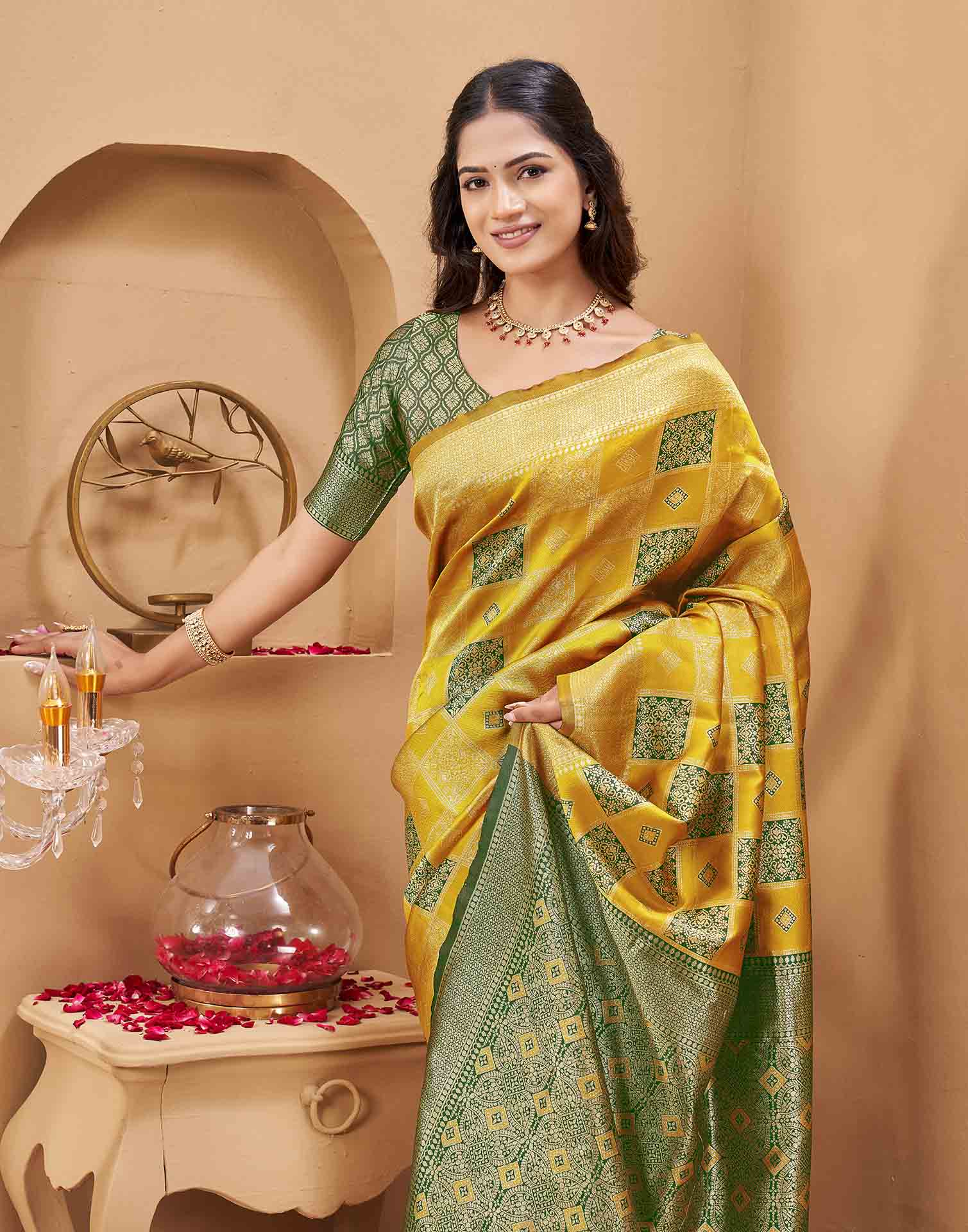 Yellow Silk Woven Banarasi Saree