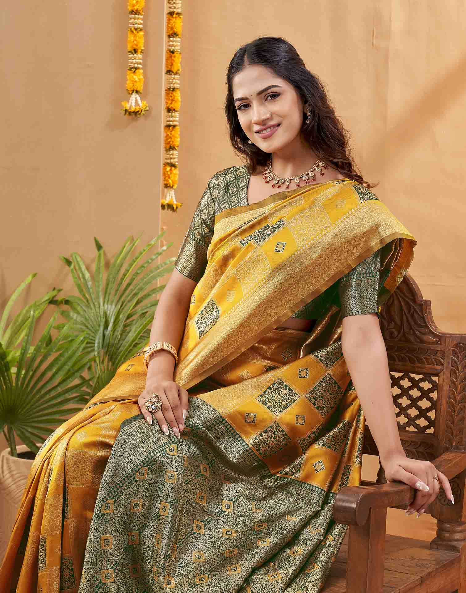 Yellow Silk Woven Banarasi Saree