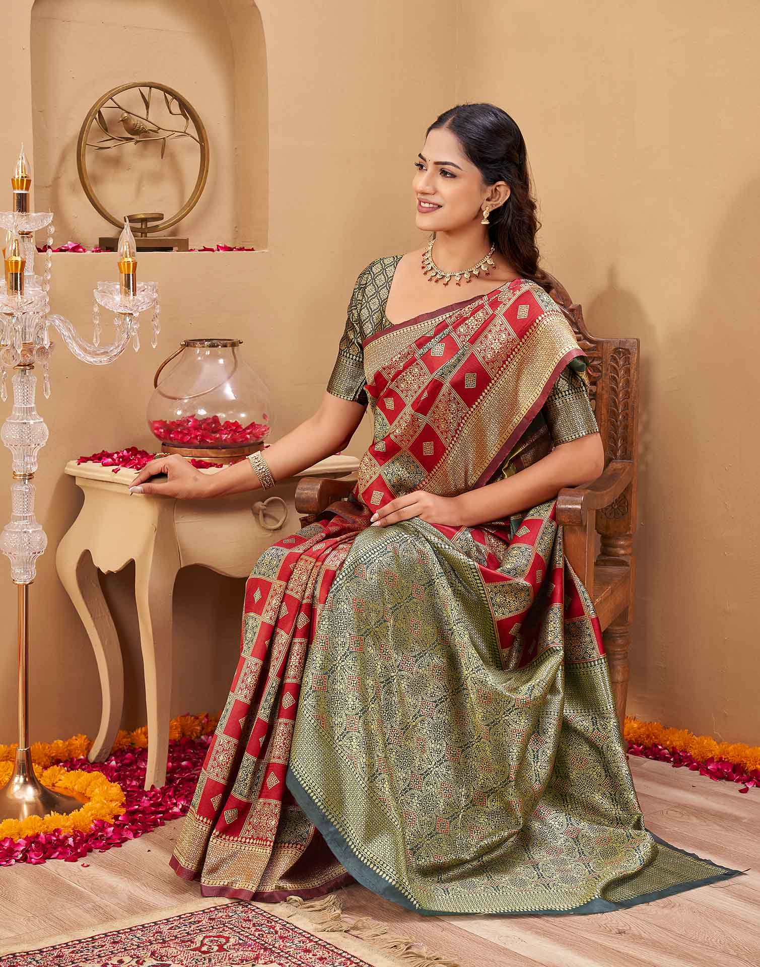 Red Silk Woven Banarasi Saree