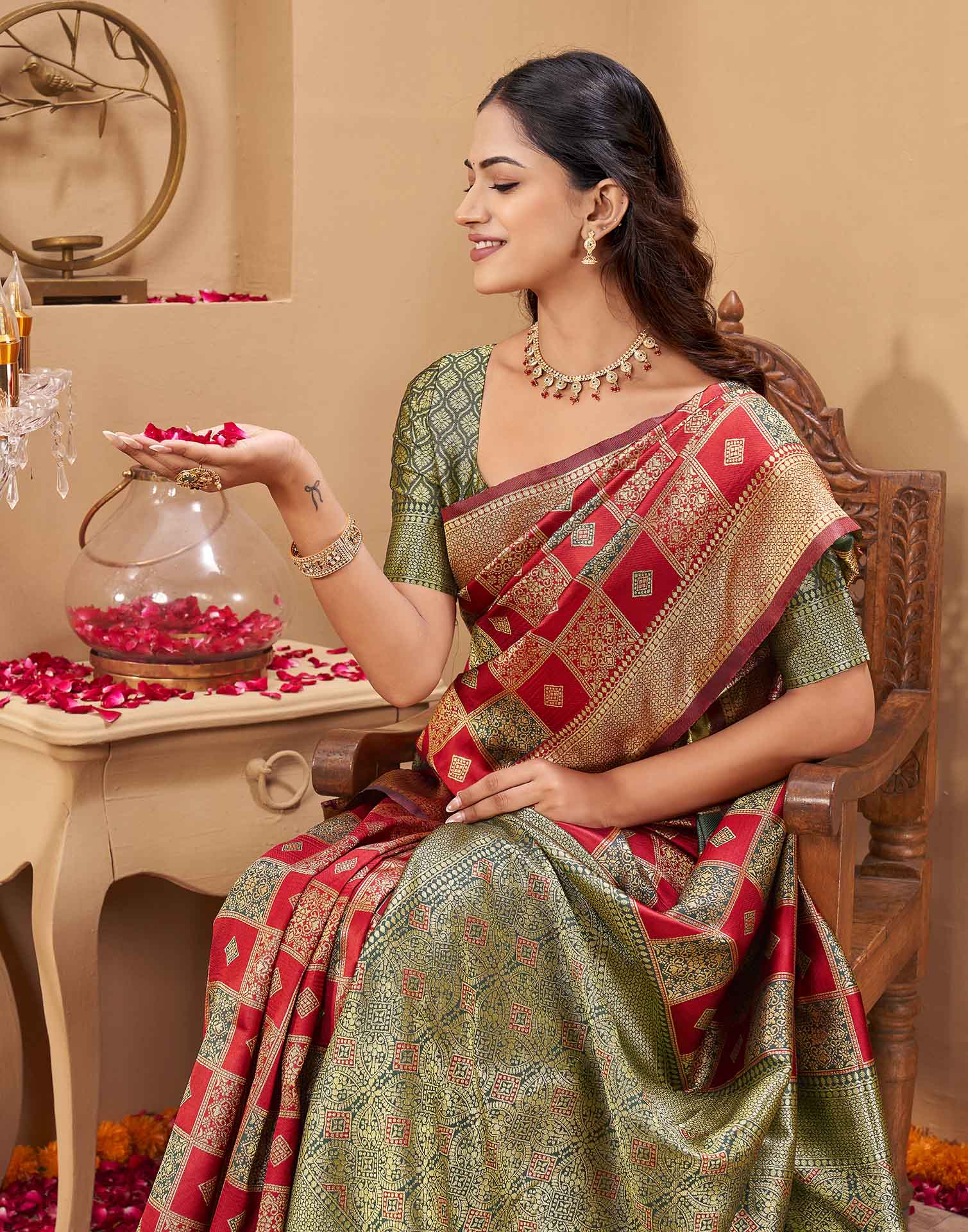 Red Silk Woven Banarasi Saree
