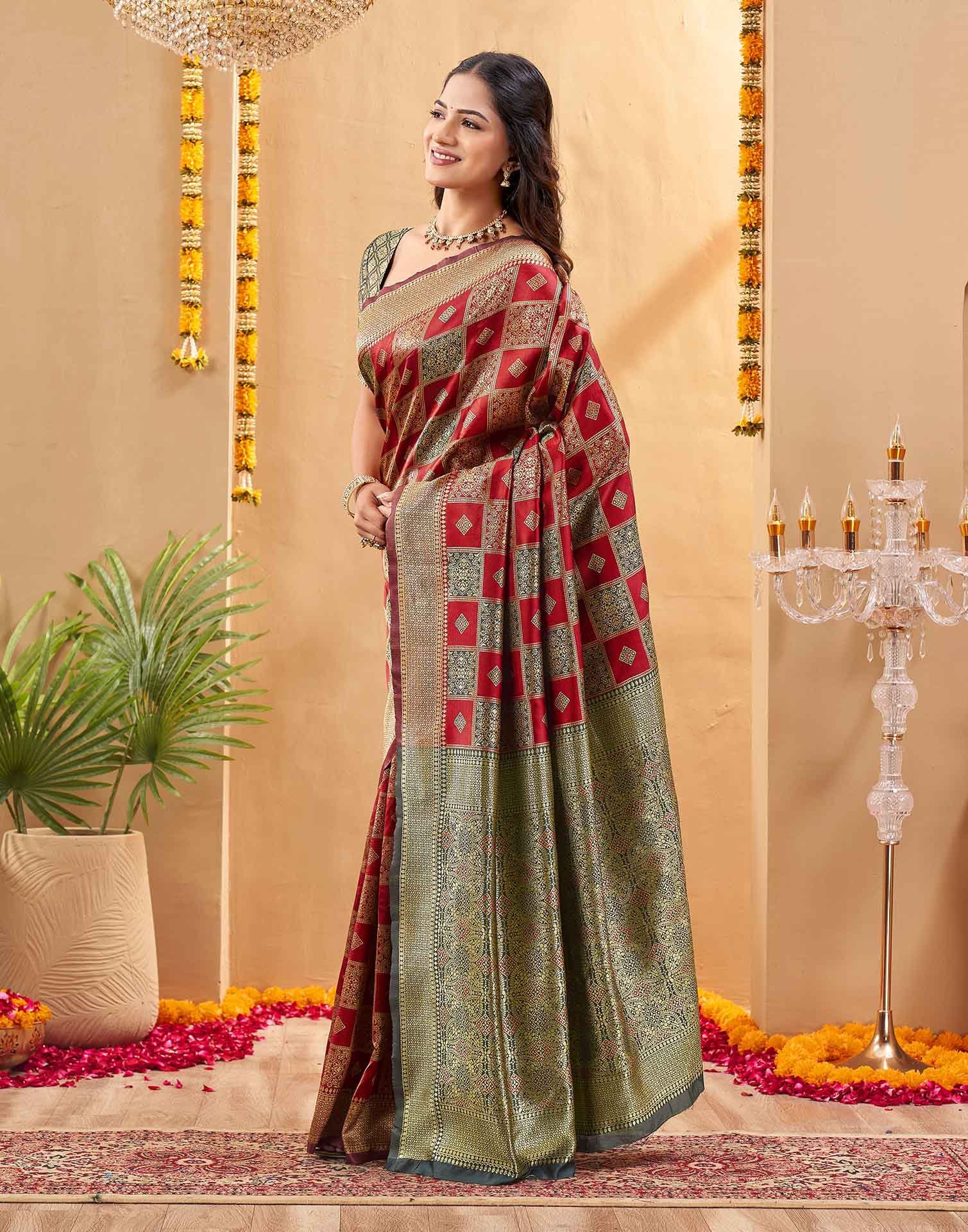 Red Silk Woven Banarasi Saree