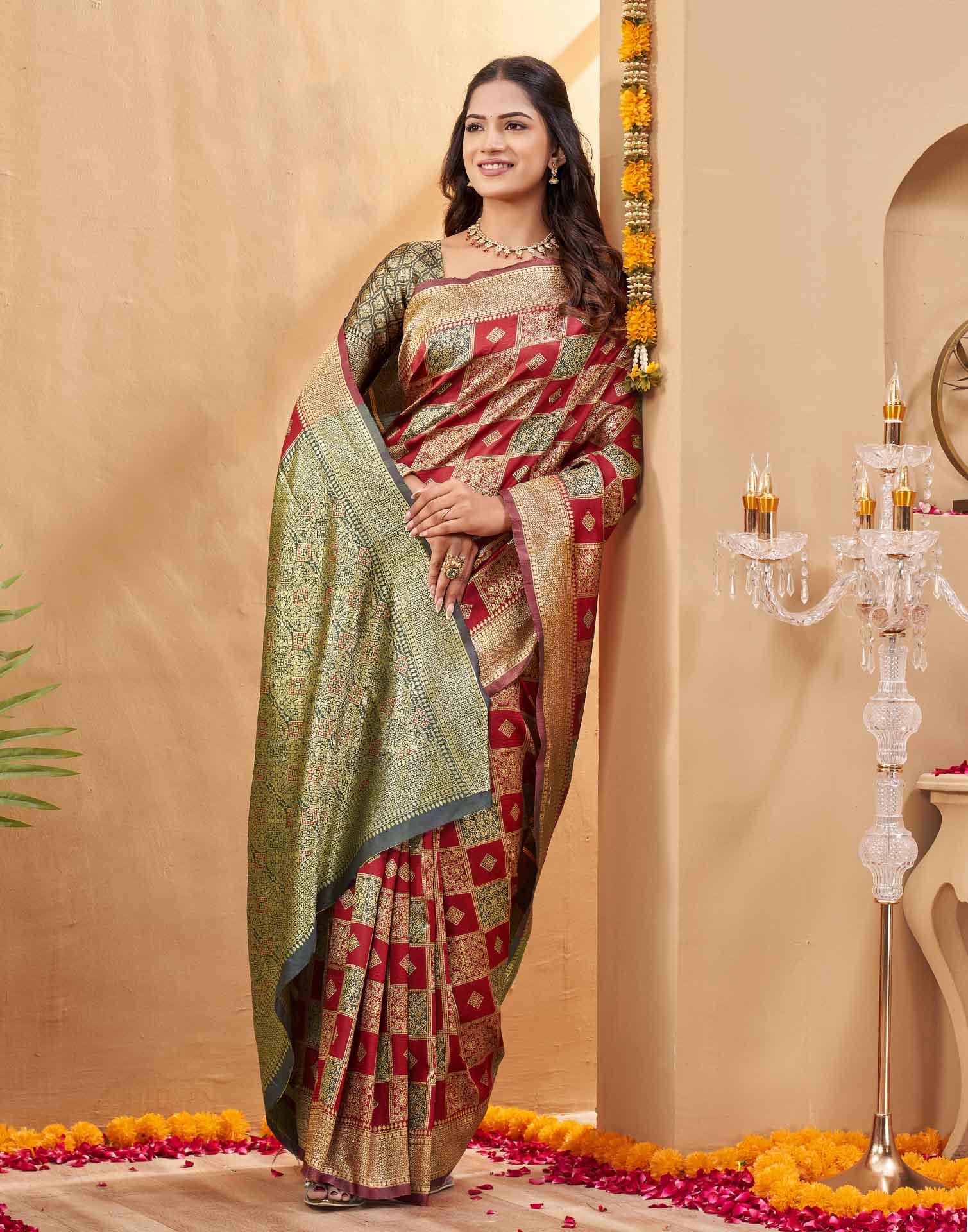 Red Silk Woven Banarasi Saree