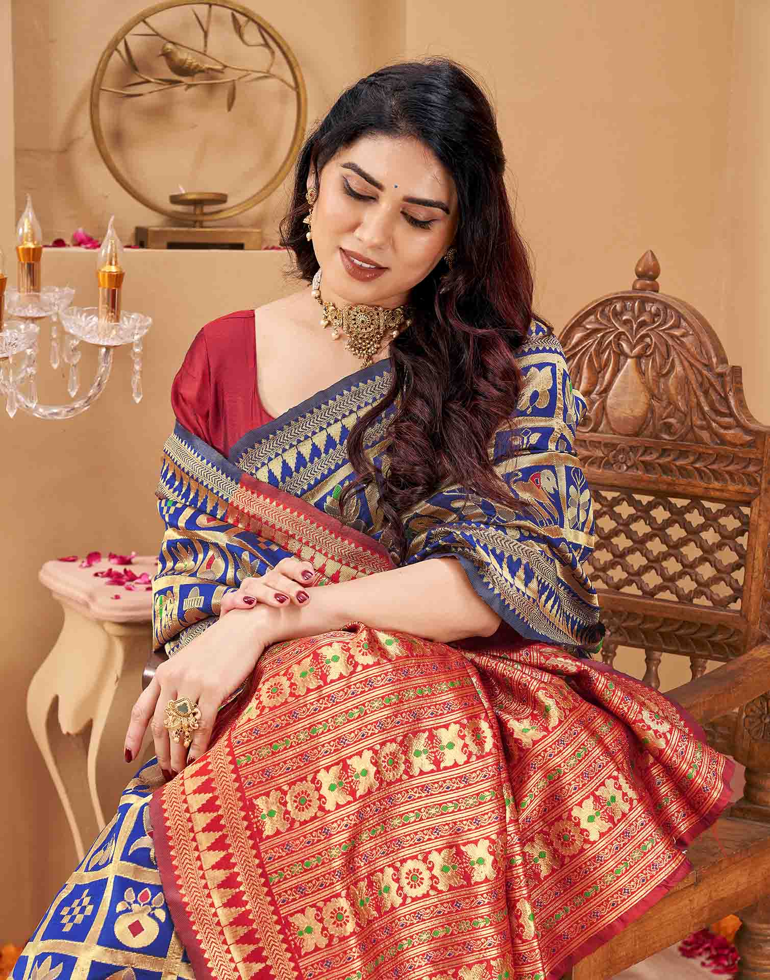 Royal Blue Silk Woven Patola Saree