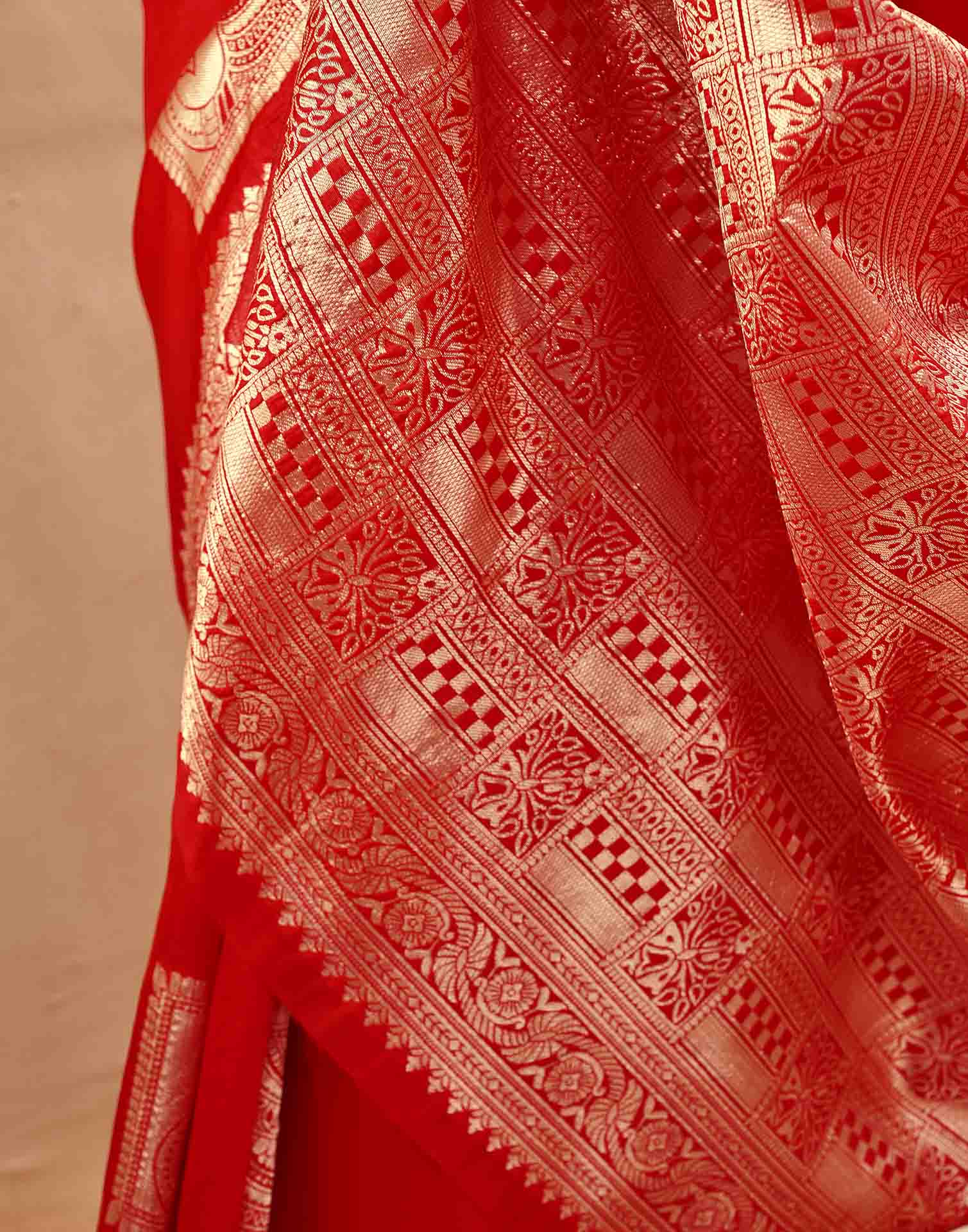 Red Silk Woven Banarasi Saree