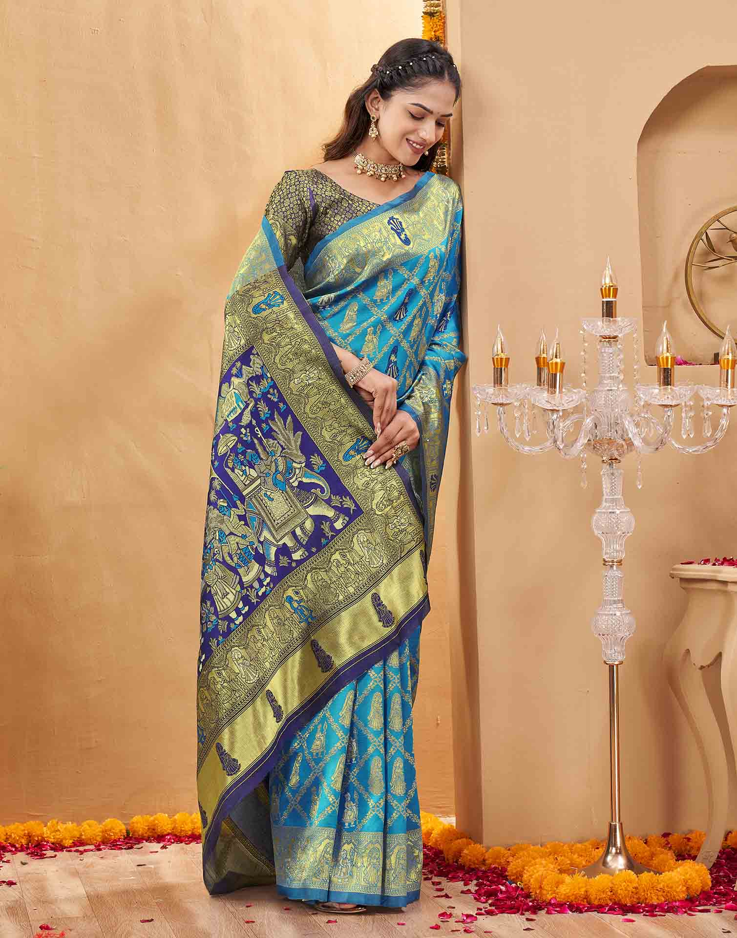 Blue Silk Woven Patola Saree
