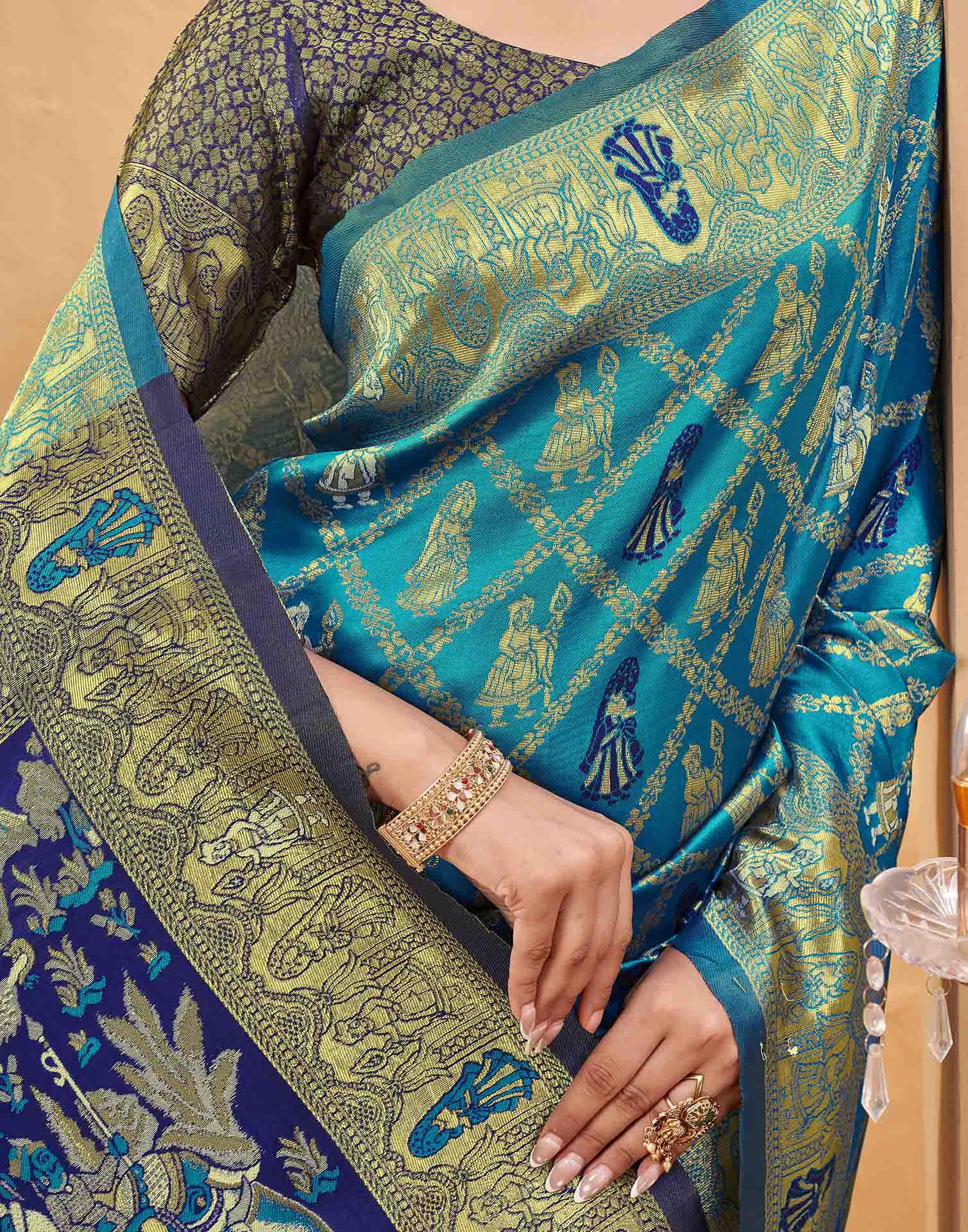 Blue Silk Woven Patola Saree
