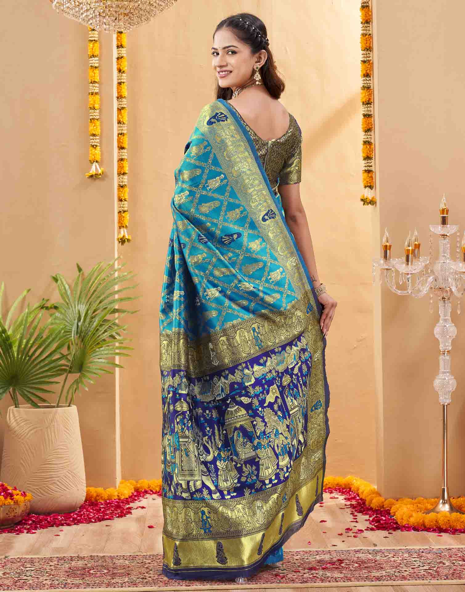 Blue Silk Woven Patola Saree