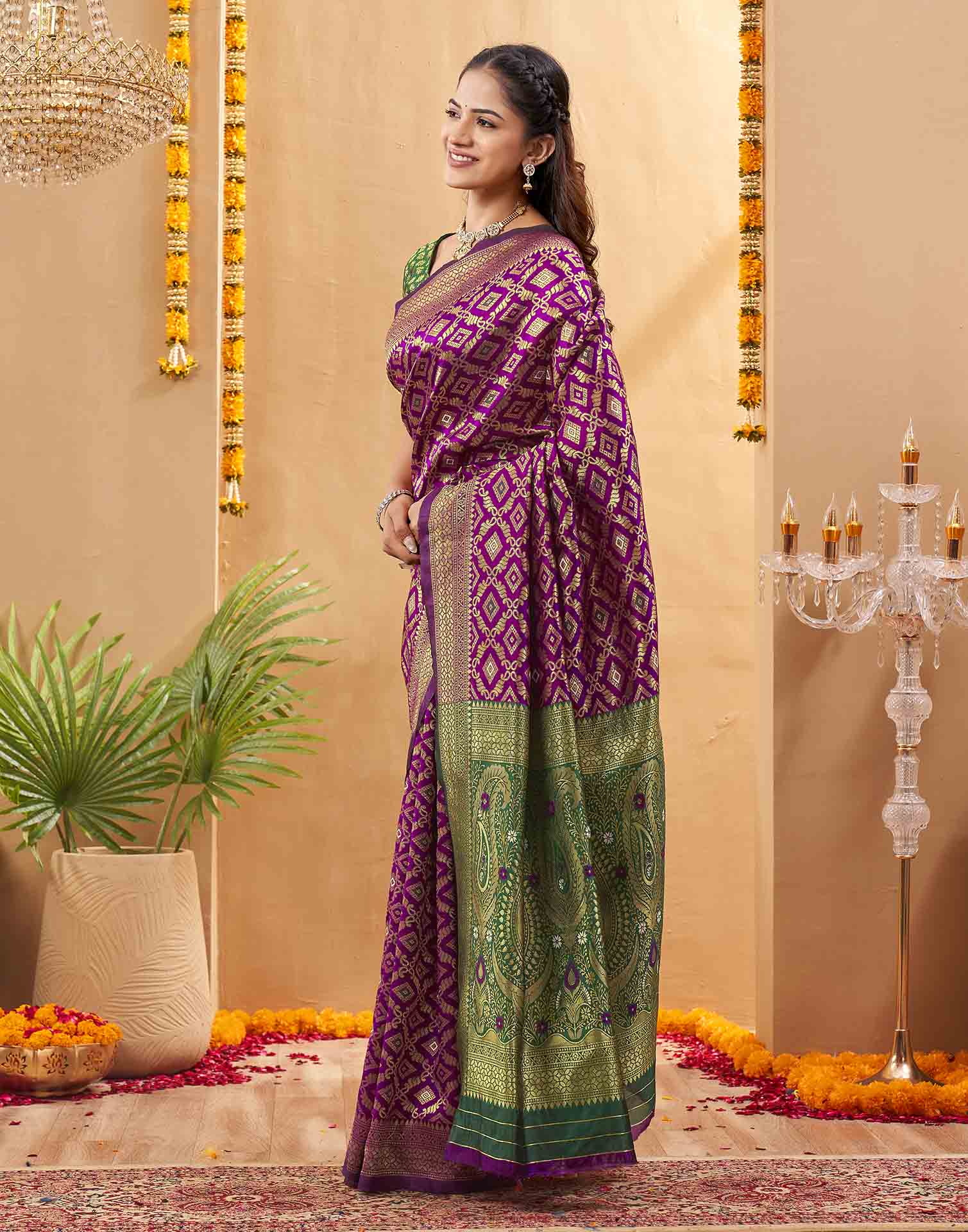 Purple Silk Woven Patola Saree