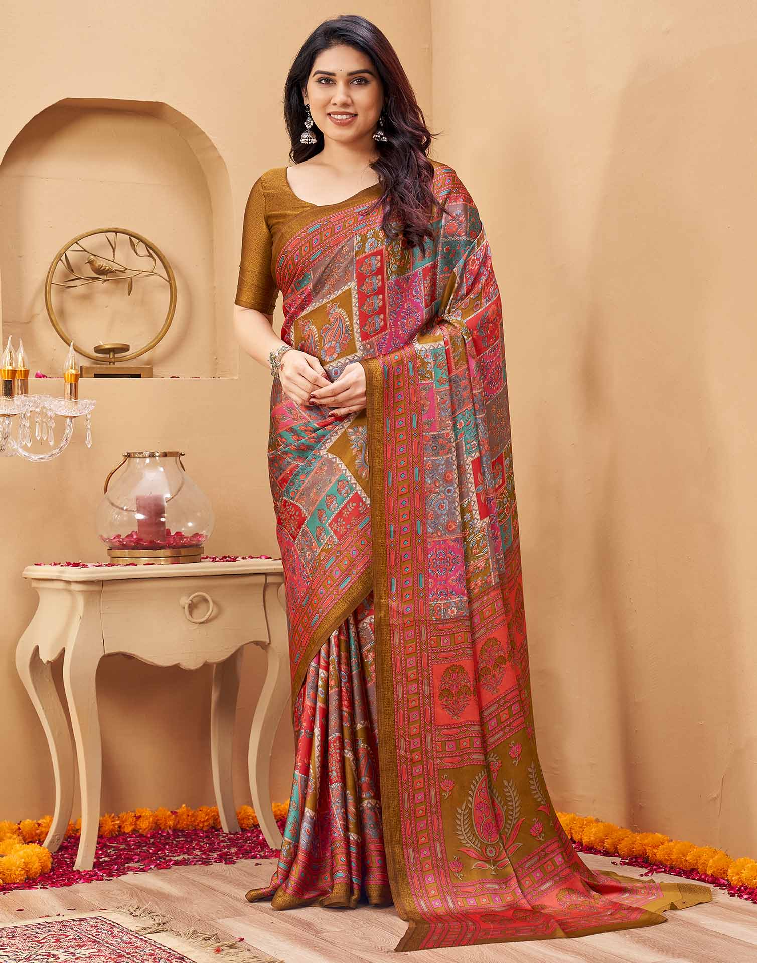 Pink Silk Printed Kalamkari Saree