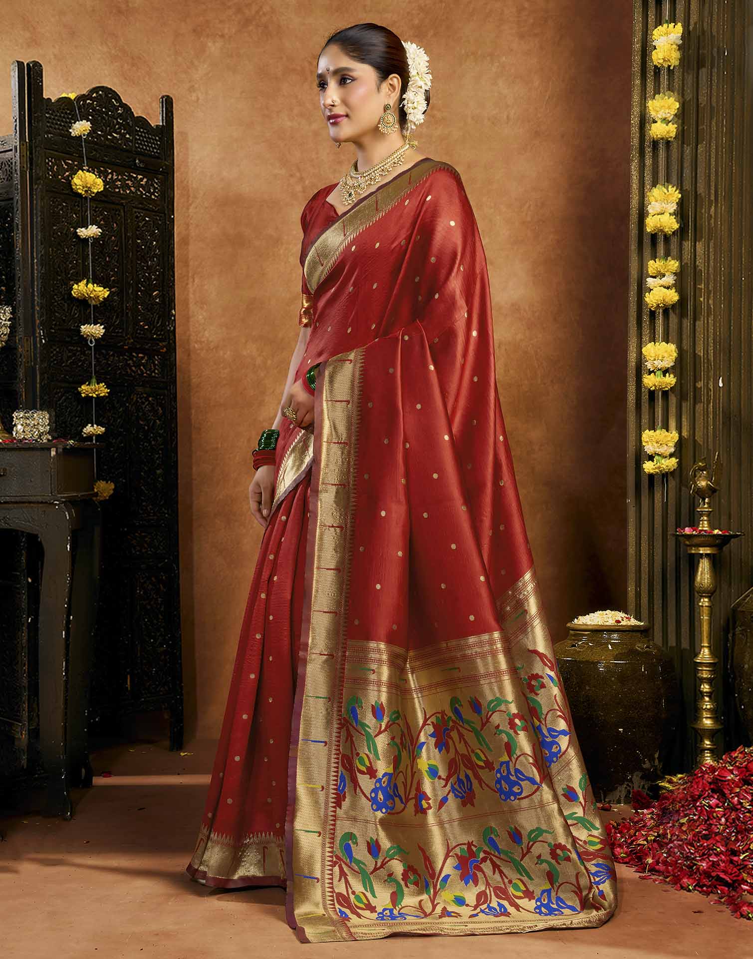Red Silk Woven Paithani Saree