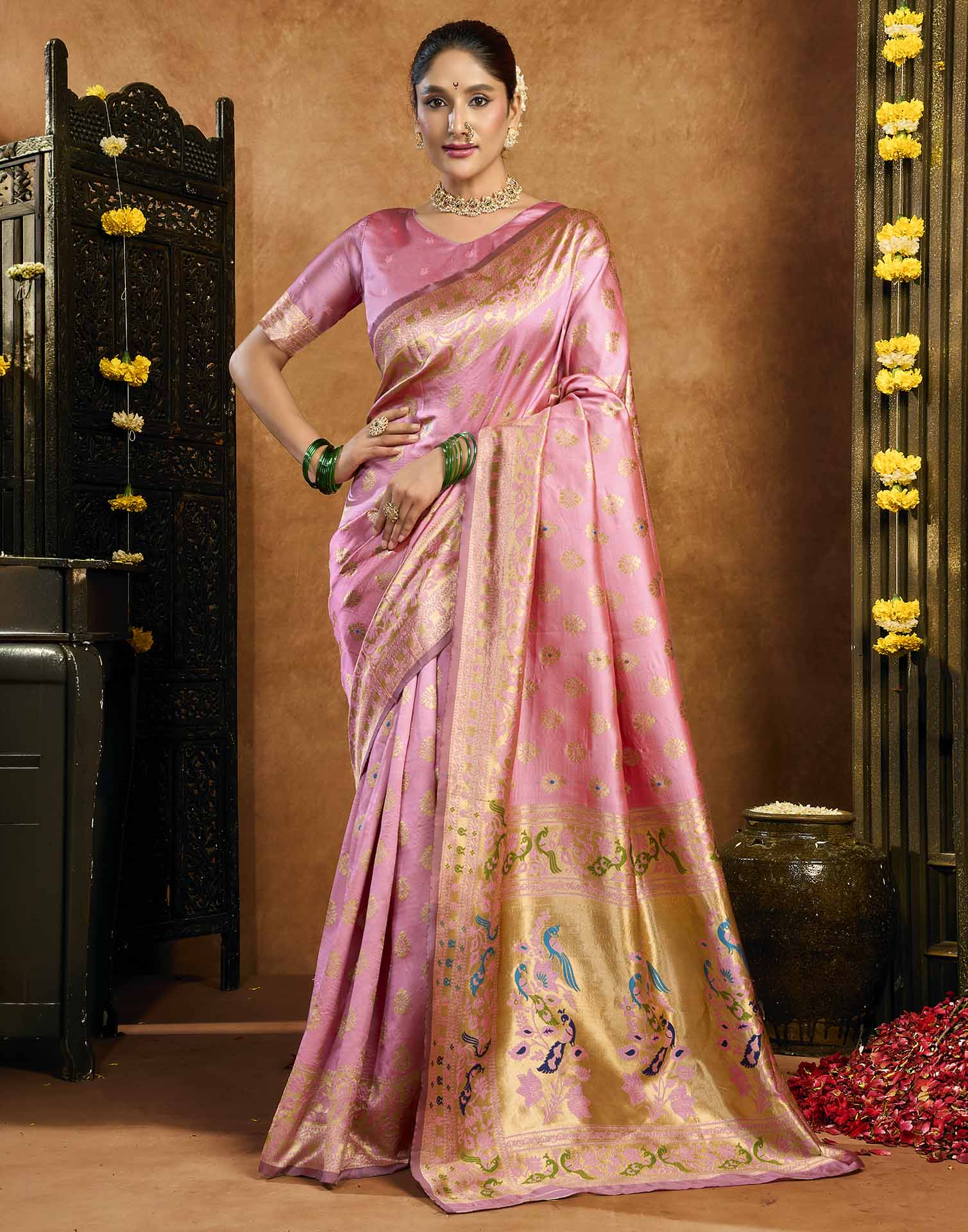 Pink Silk Woven Paithani Saree