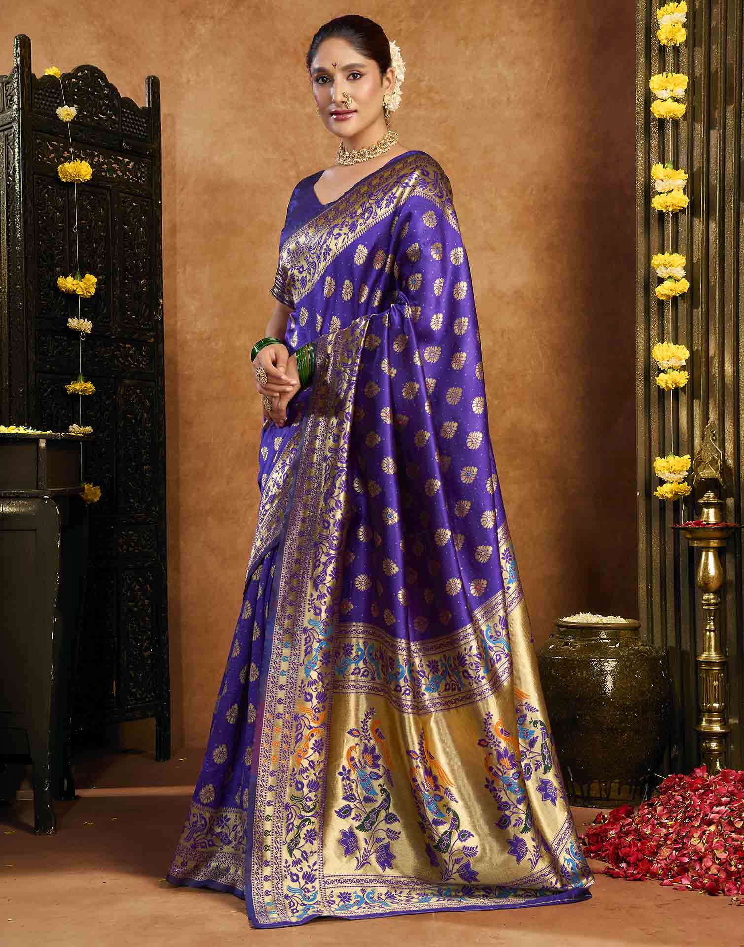 Purple Silk Woven Paithani Saree
