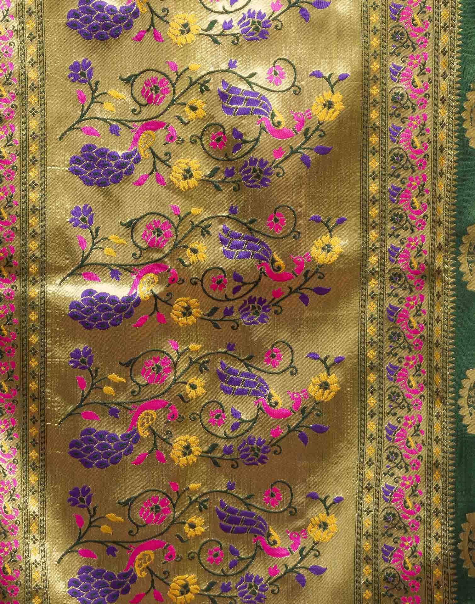 Dark Green Silk Woven Paithani Saree