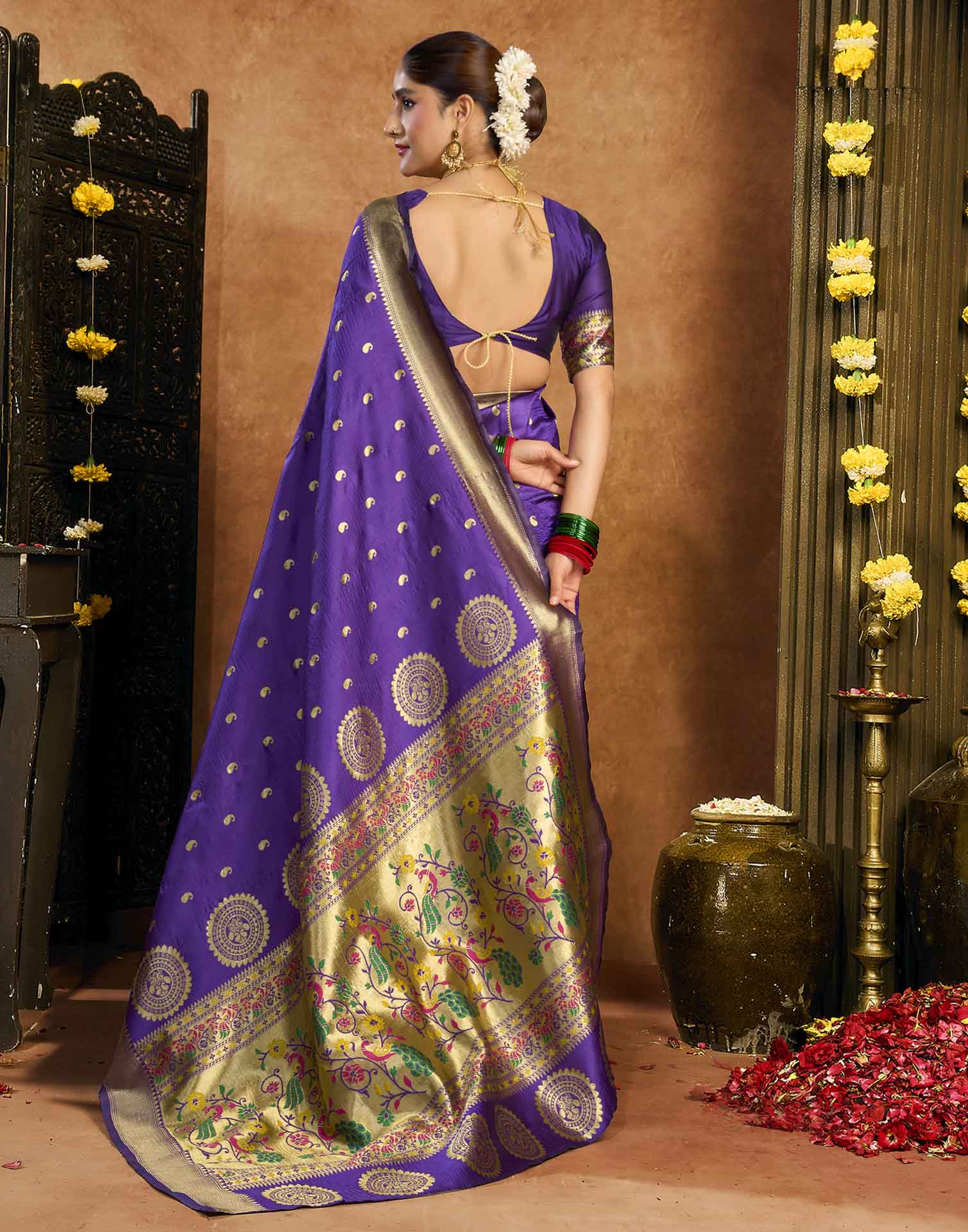 Purple Silk Woven Paithani Saree
