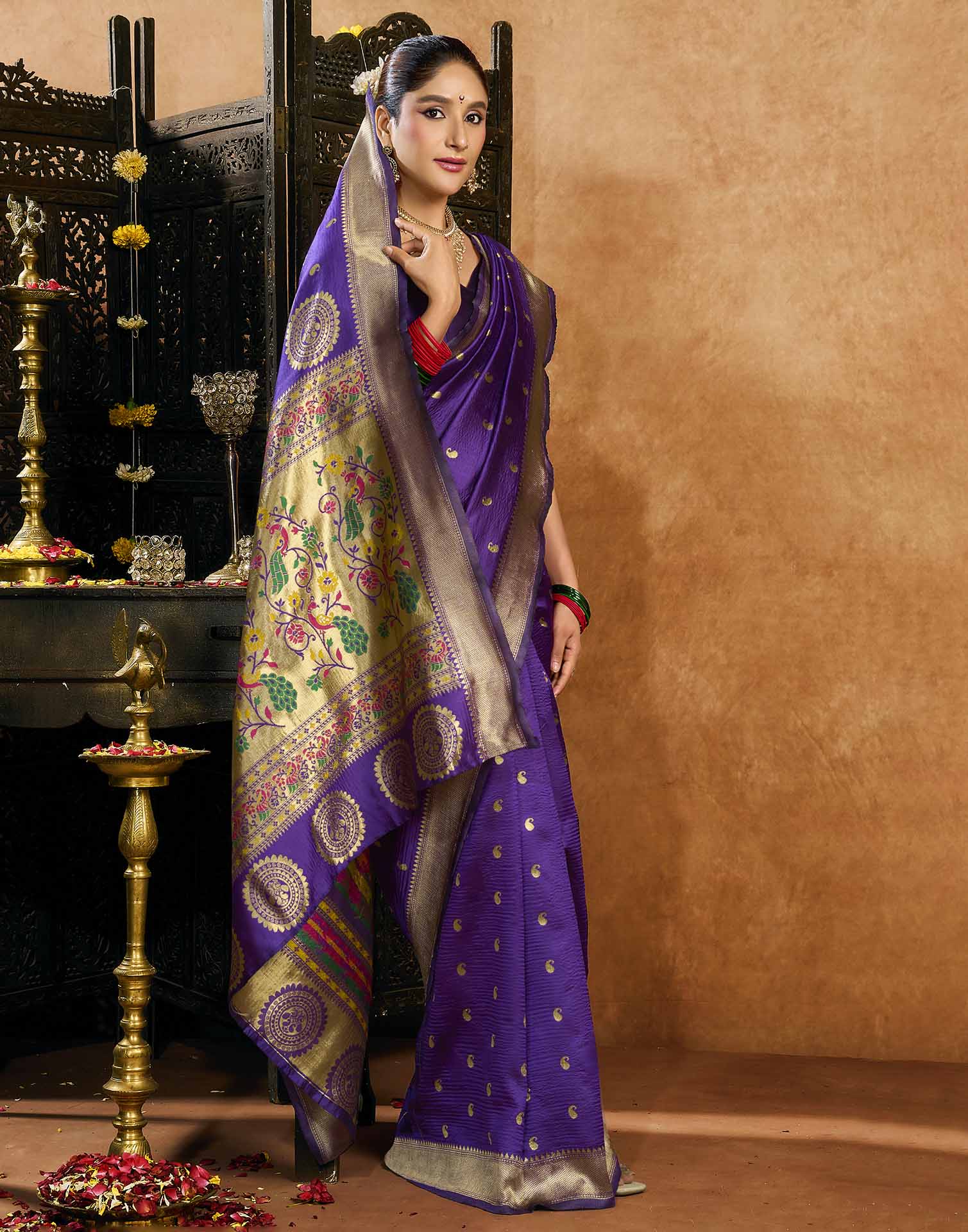 Purple Silk Woven Paithani Saree