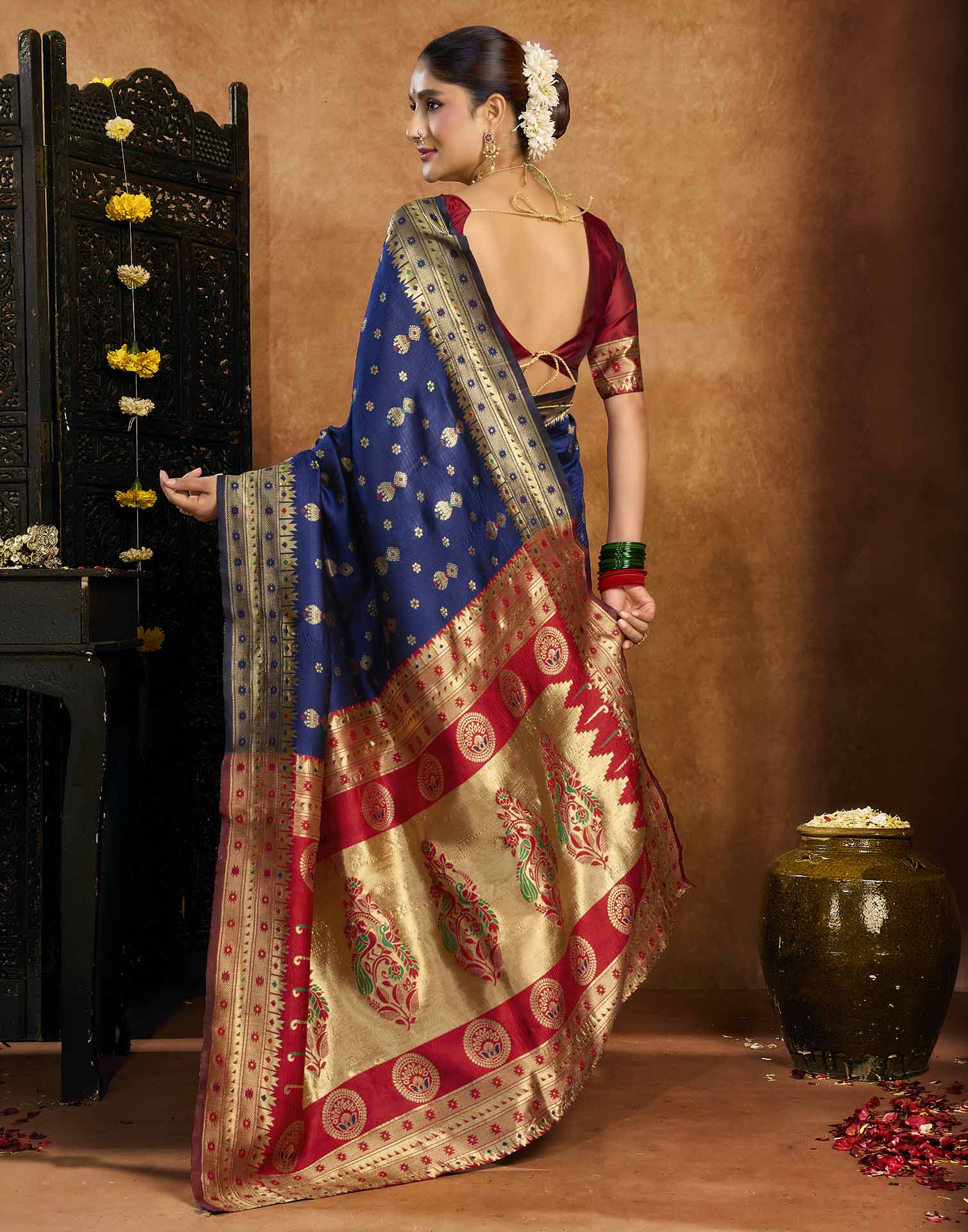 Royal Blue Silk Woven Paithani Saree
