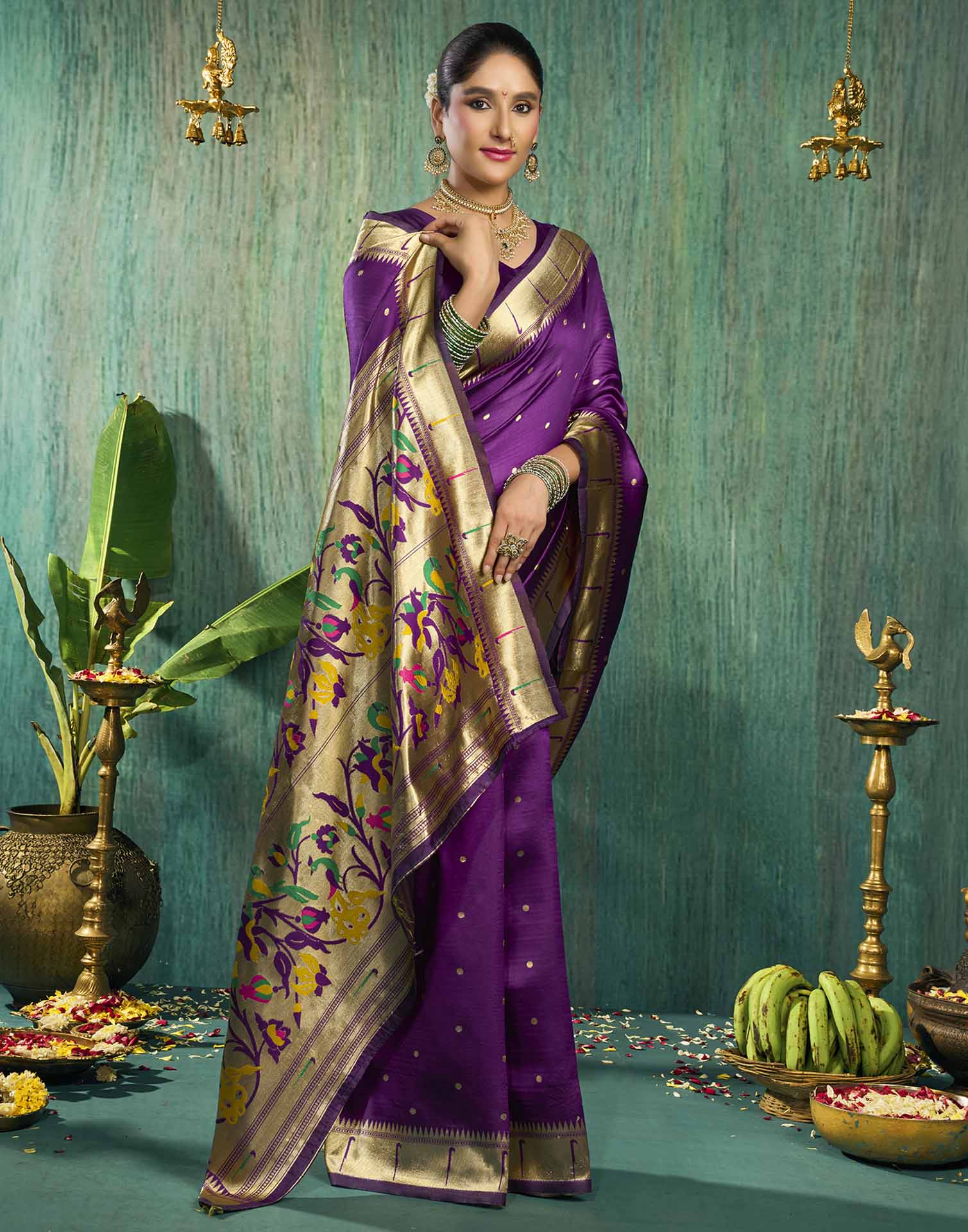 Purple Silk Woven Paithani Saree