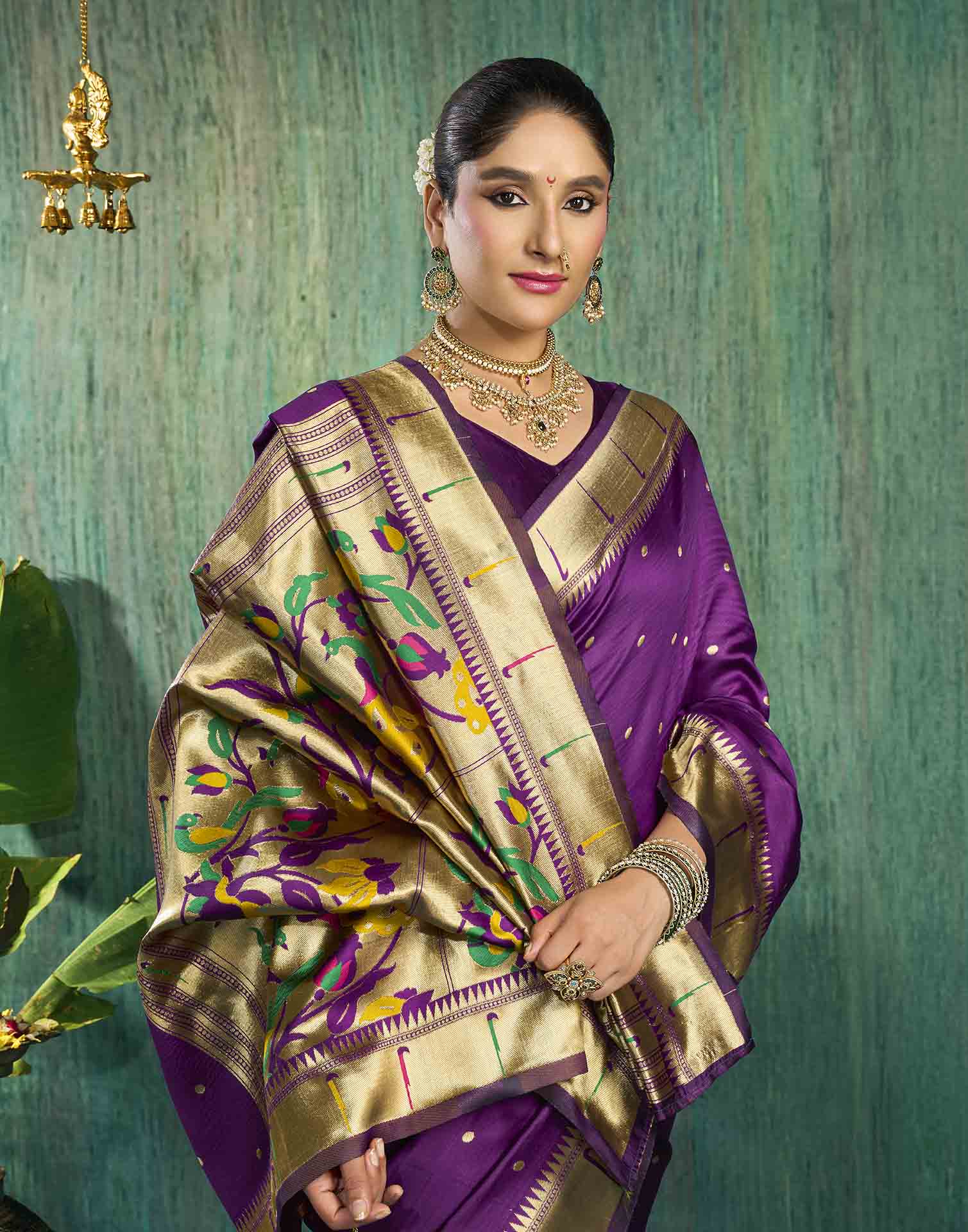 Purple Silk Woven Paithani Saree
