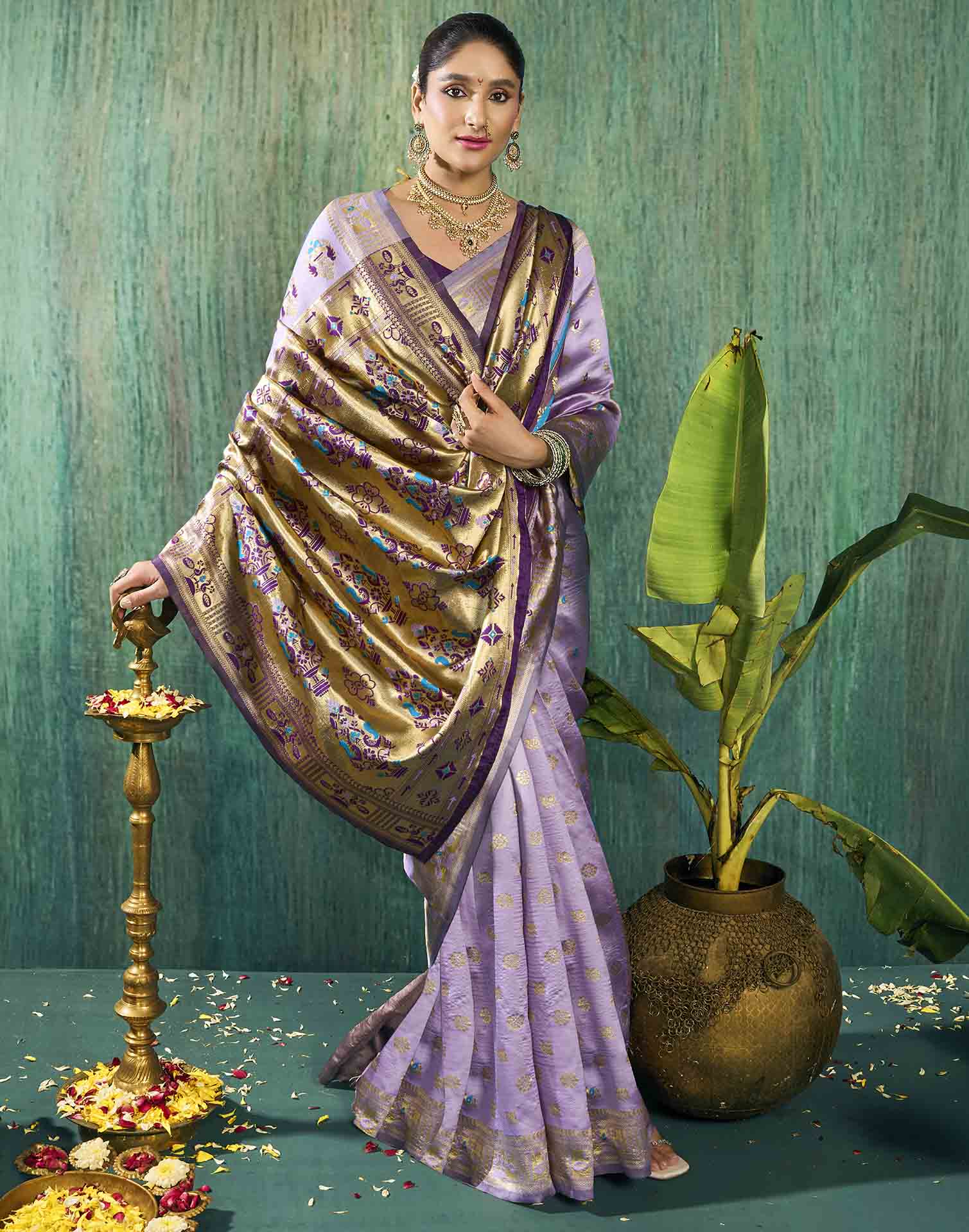 Light Purple Silk Woven Paithani Saree