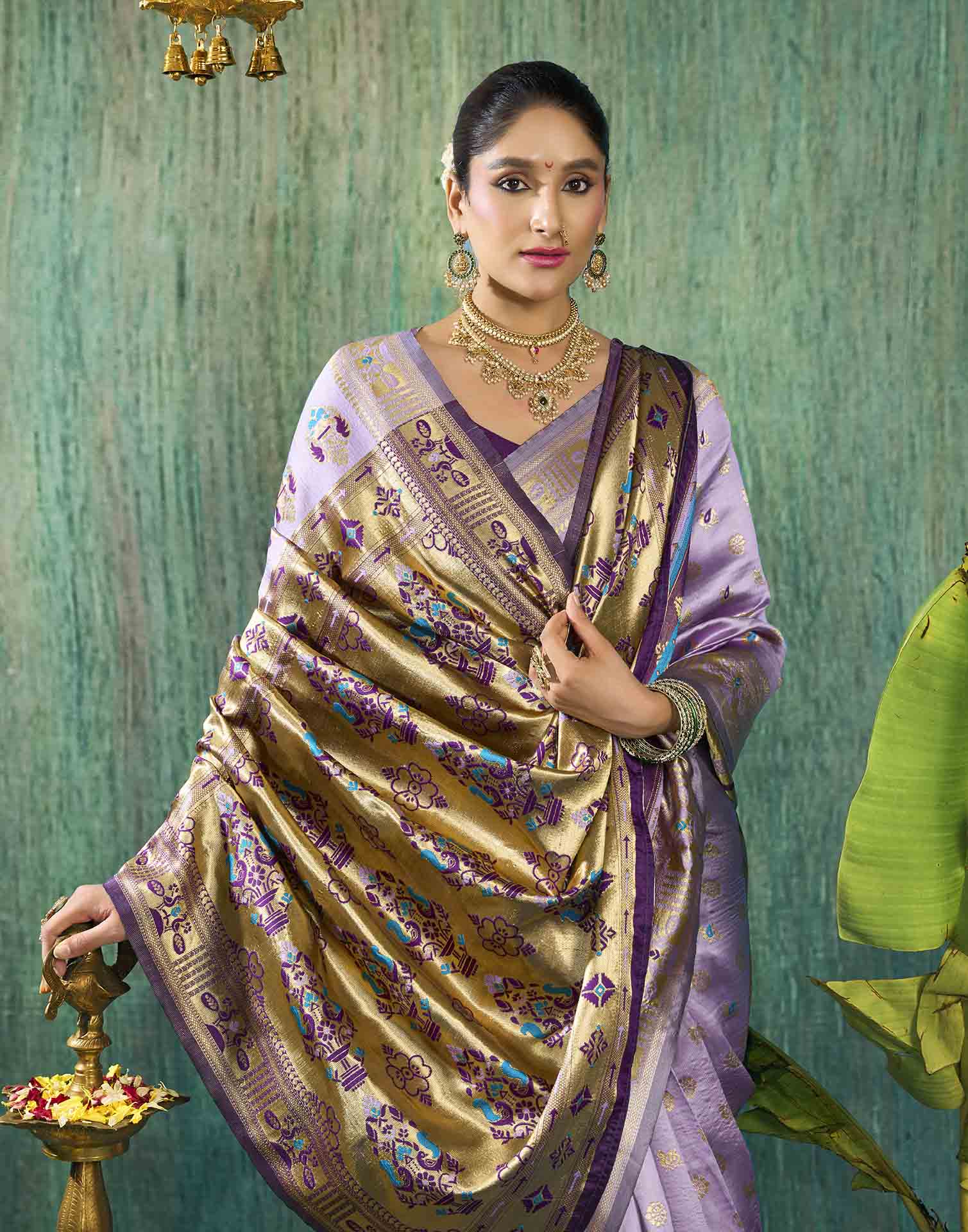 Light Purple Silk Woven Paithani Saree