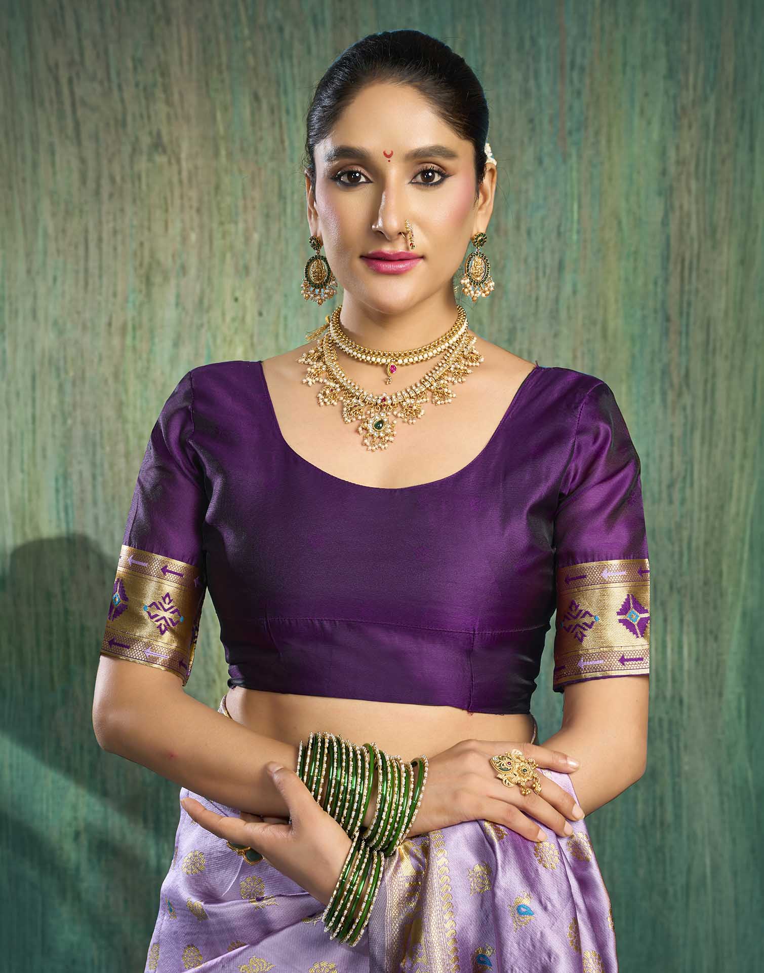 Light Purple Silk Woven Paithani Saree