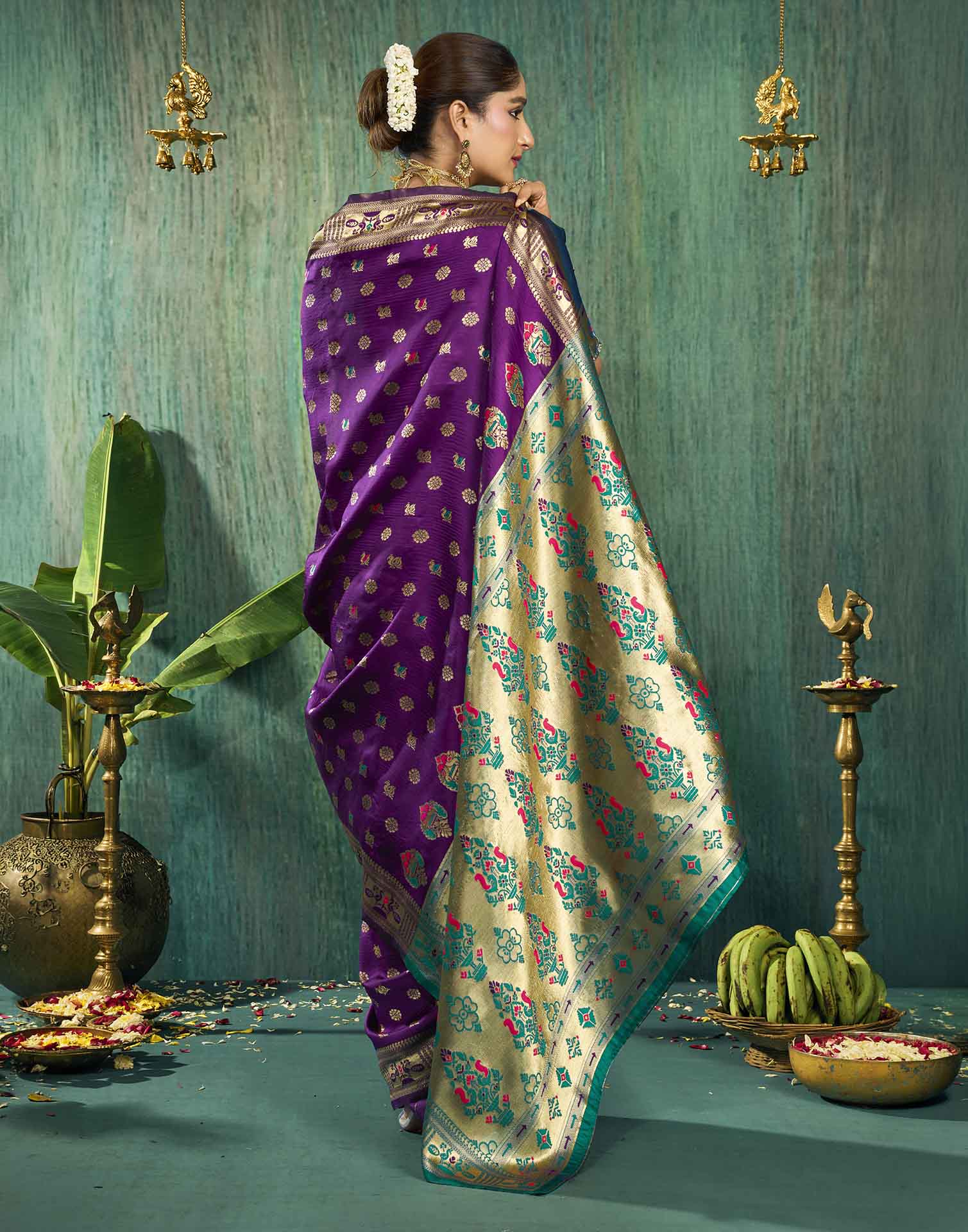 Purple Silk Woven Paithani Saree