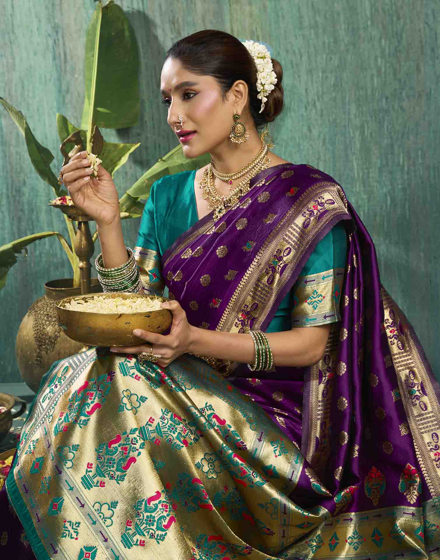 Purple Silk Woven Paithani Saree