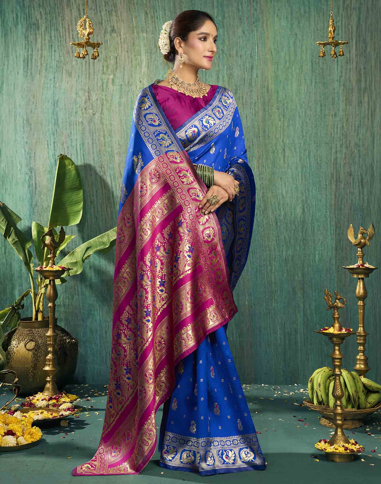 Royal Blue Silk Woven Paithani Saree