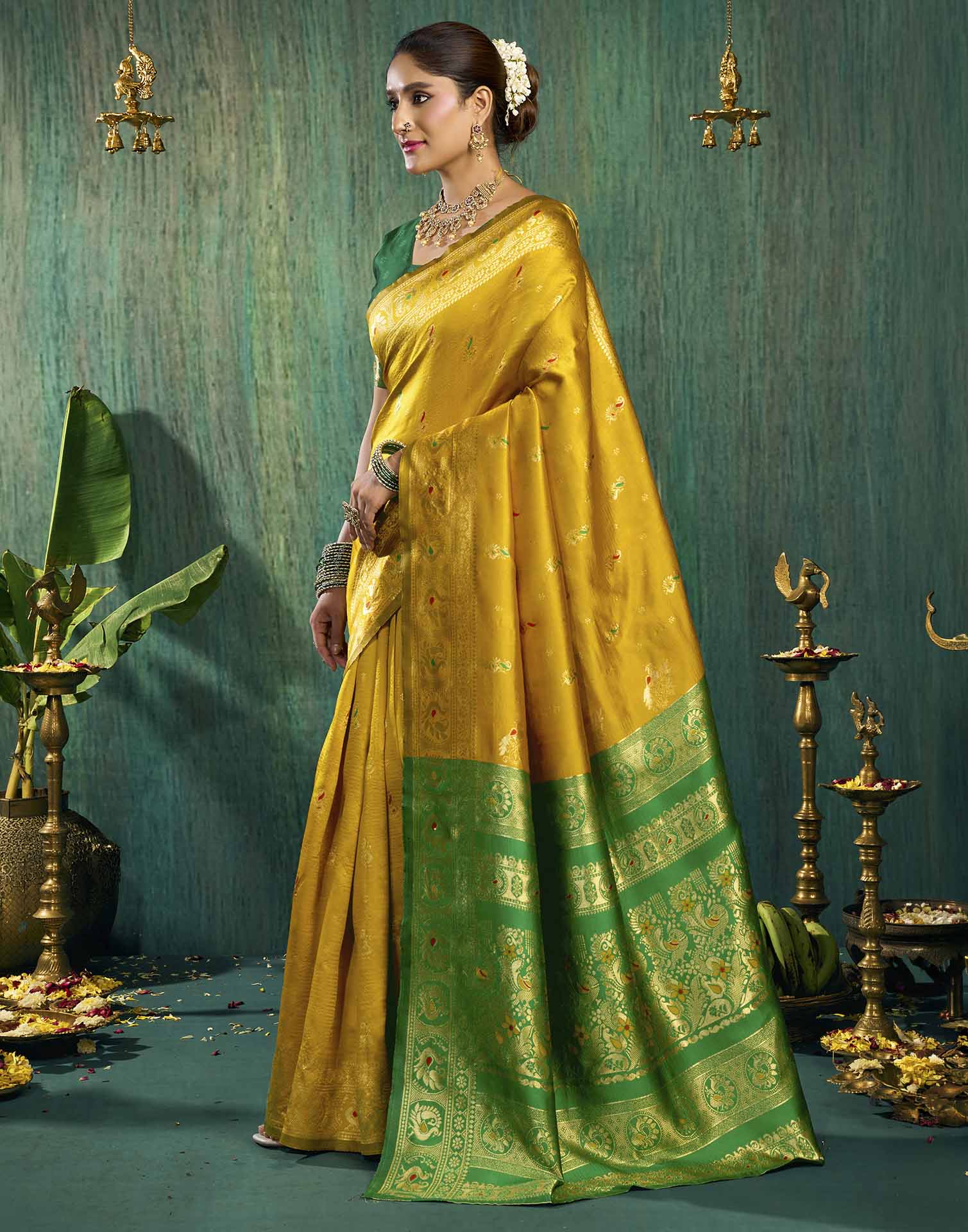 Yellow Silk Woven Paithani Saree