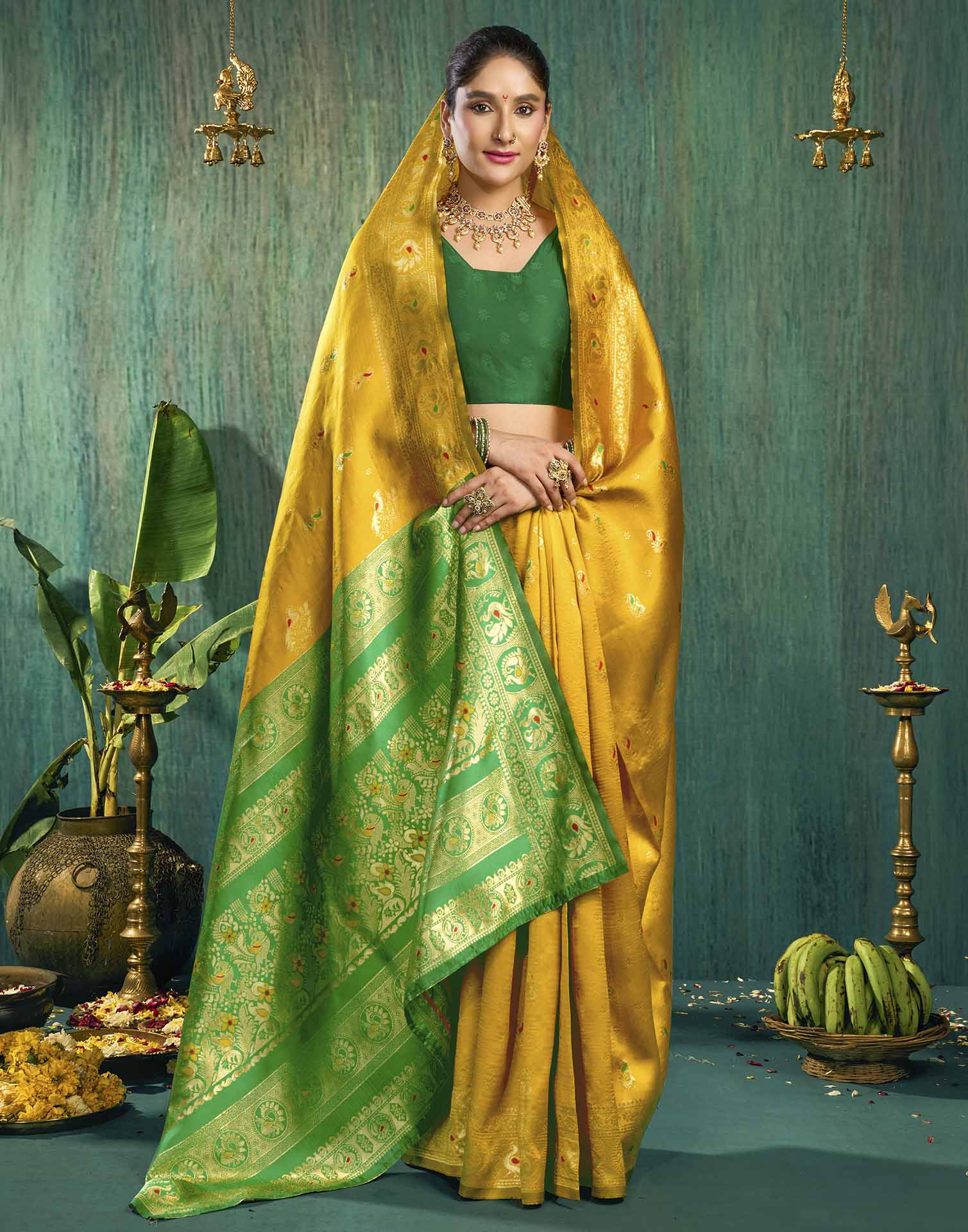 Yellow Silk Woven Paithani Saree