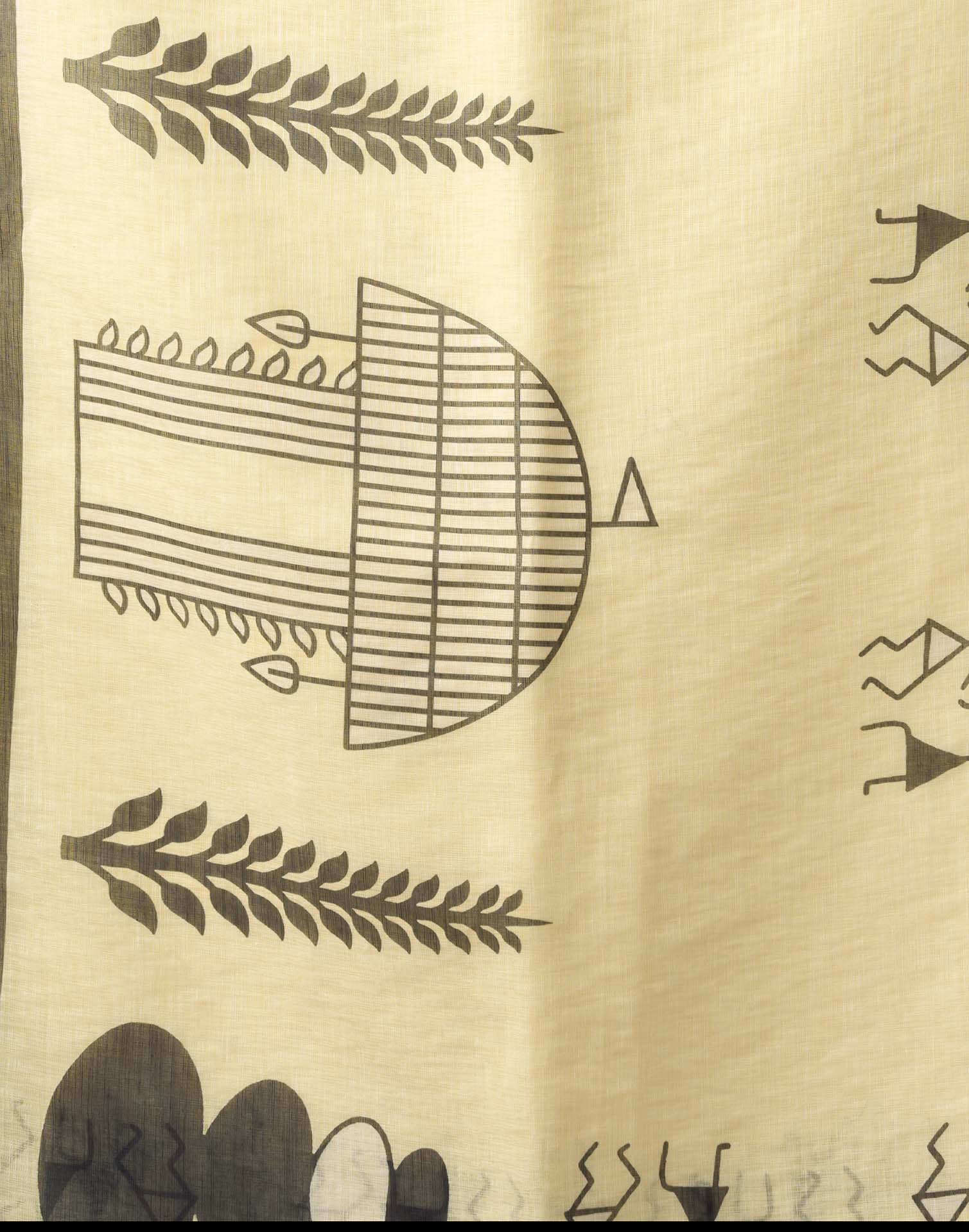Cream Cotton Printed Printed Saree