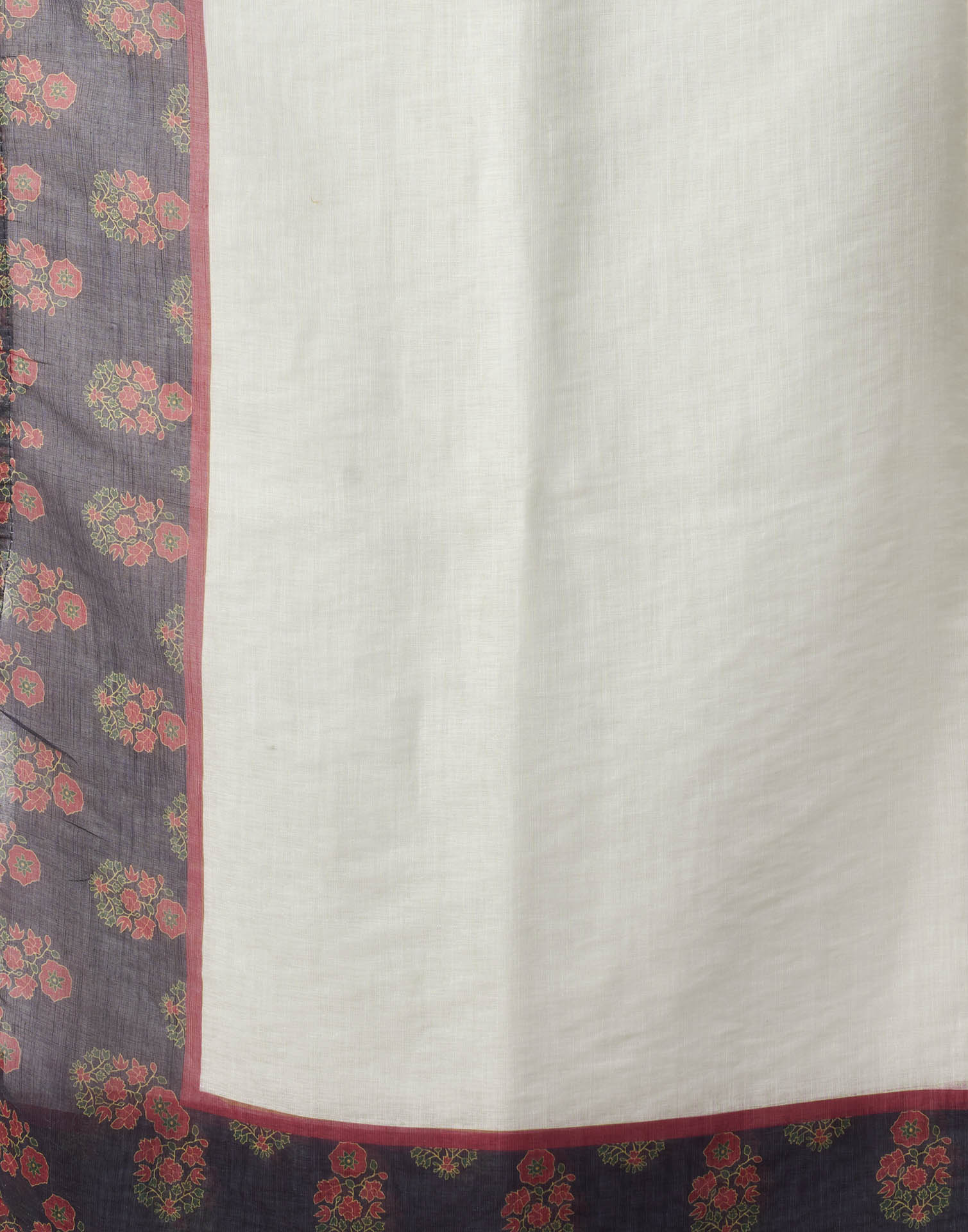 White Cotton Printed Printed Saree