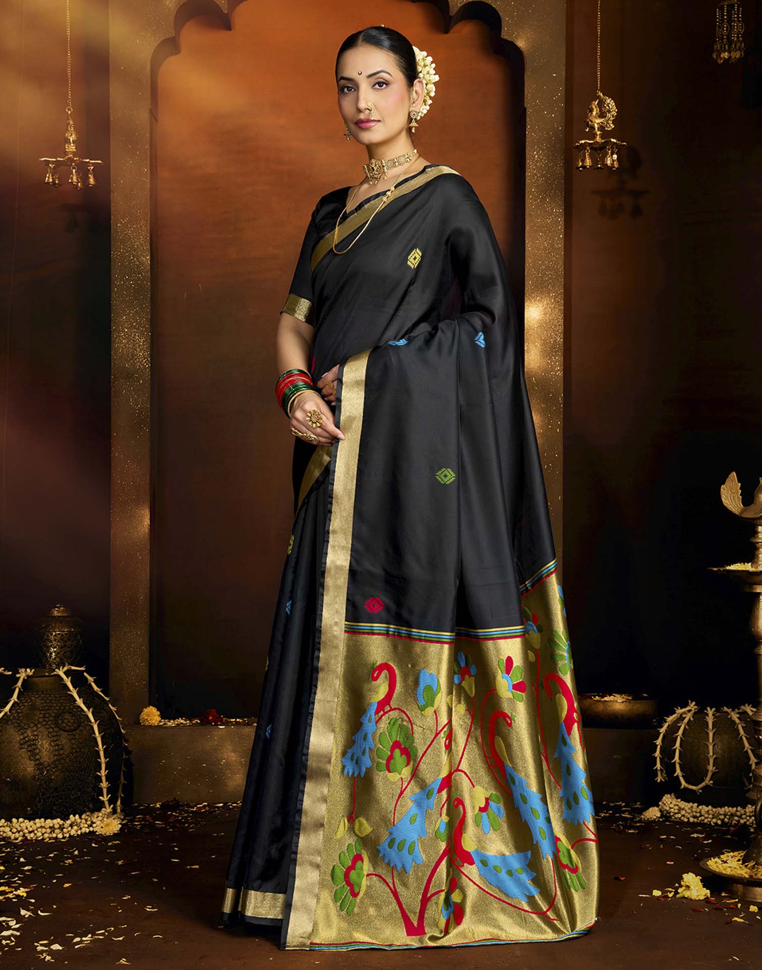 Black Silk Woven Paithani Saree