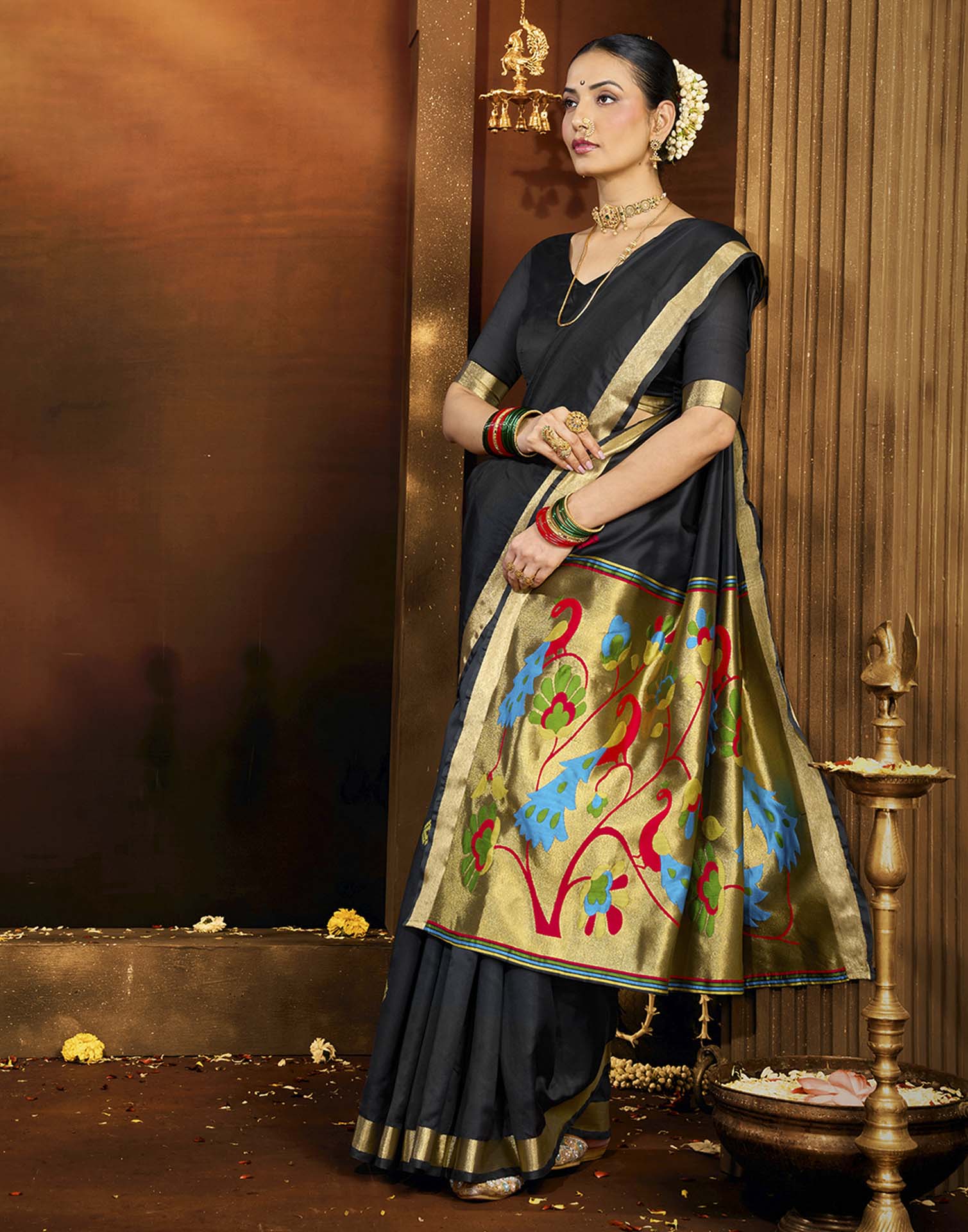 Black Silk Woven Paithani Saree