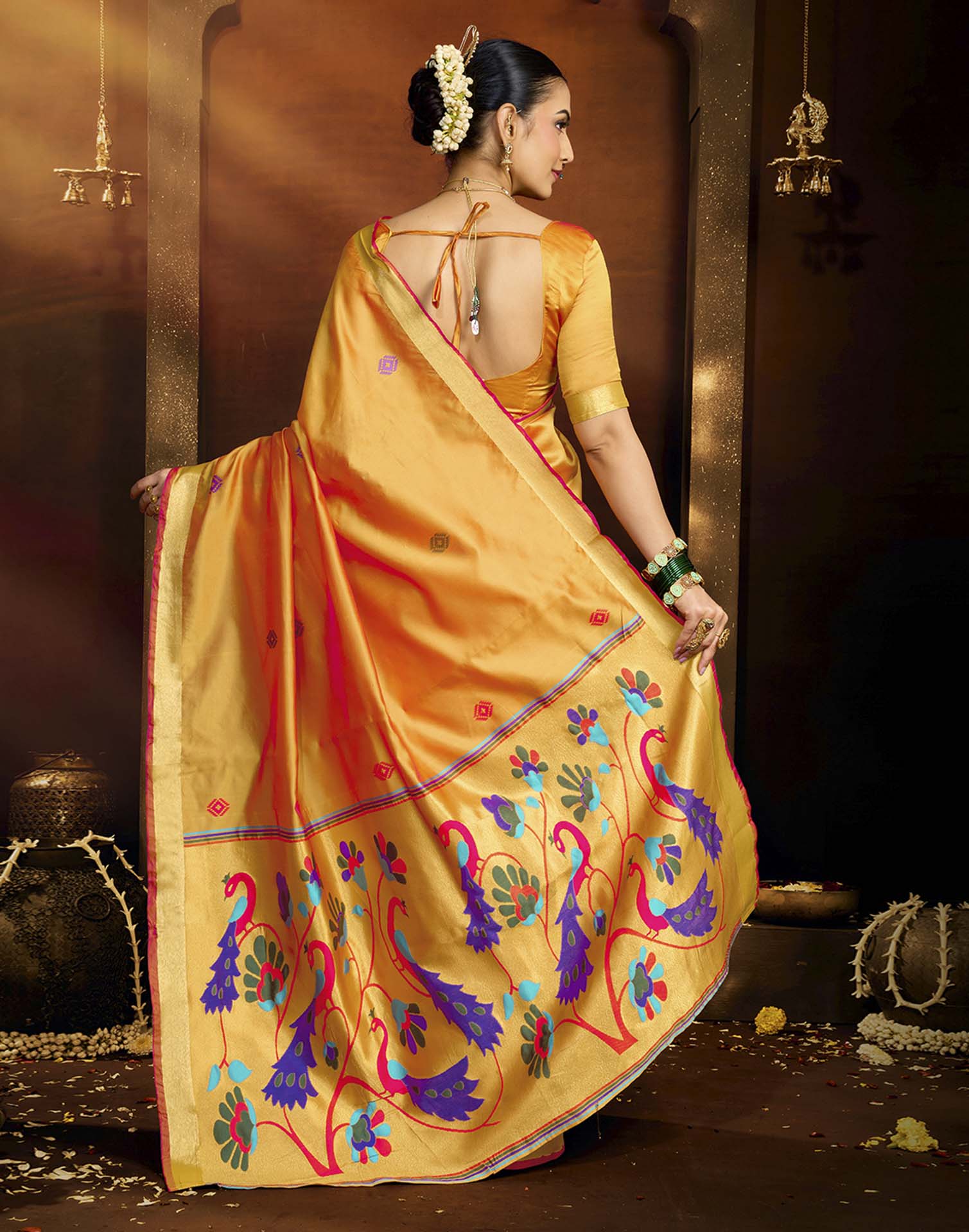 Yellow Silk Woven Paithani Saree