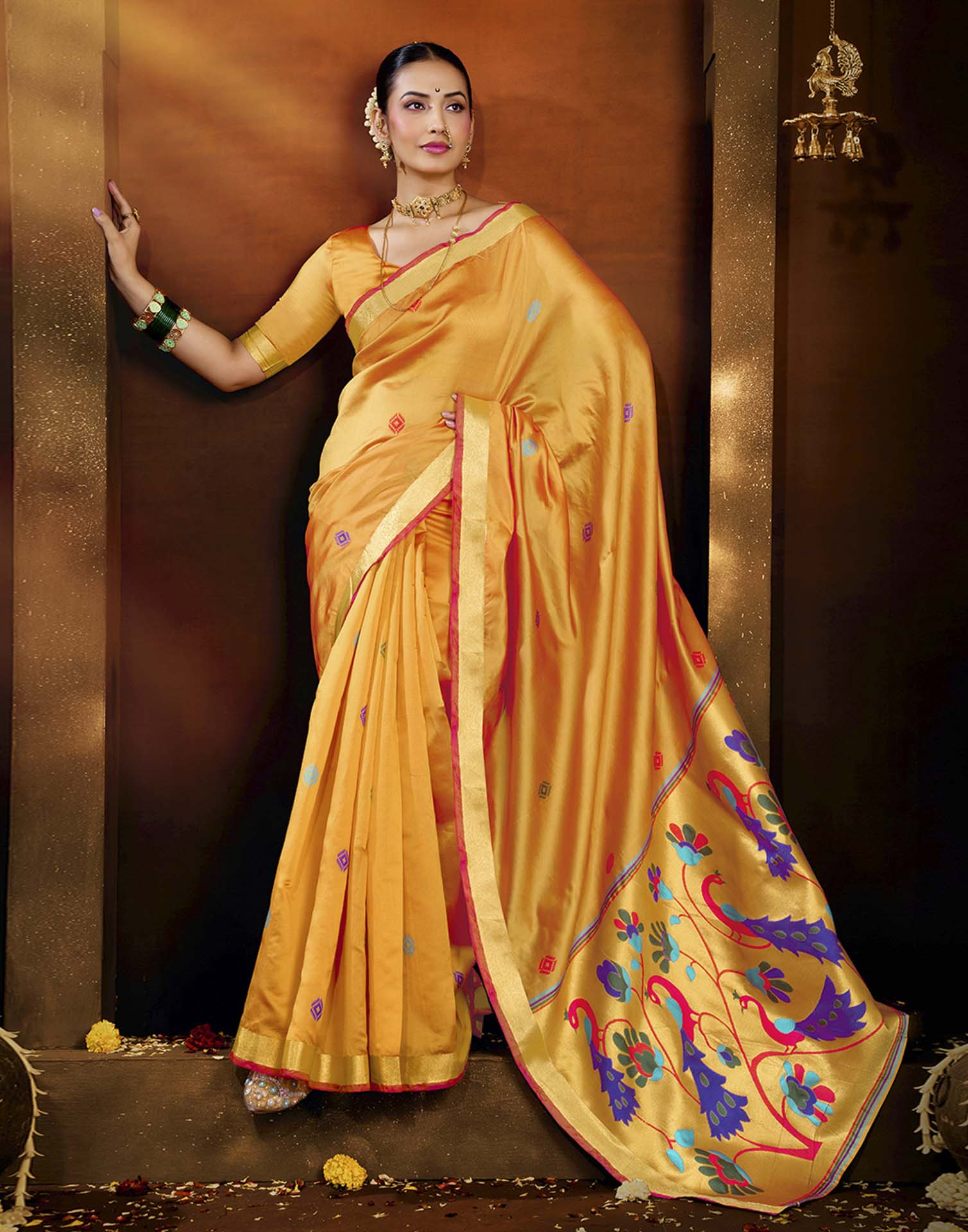 Yellow Silk Woven Paithani Saree