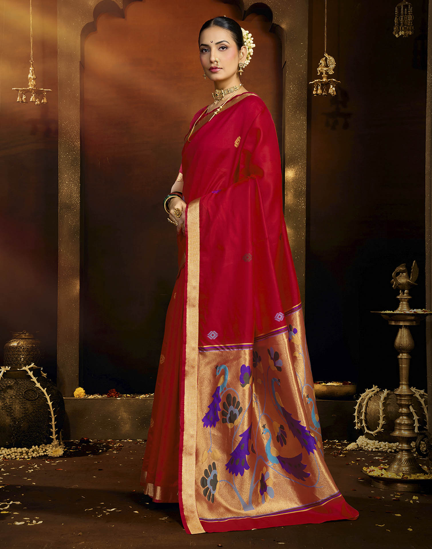 Red Silk Woven Paithani Saree