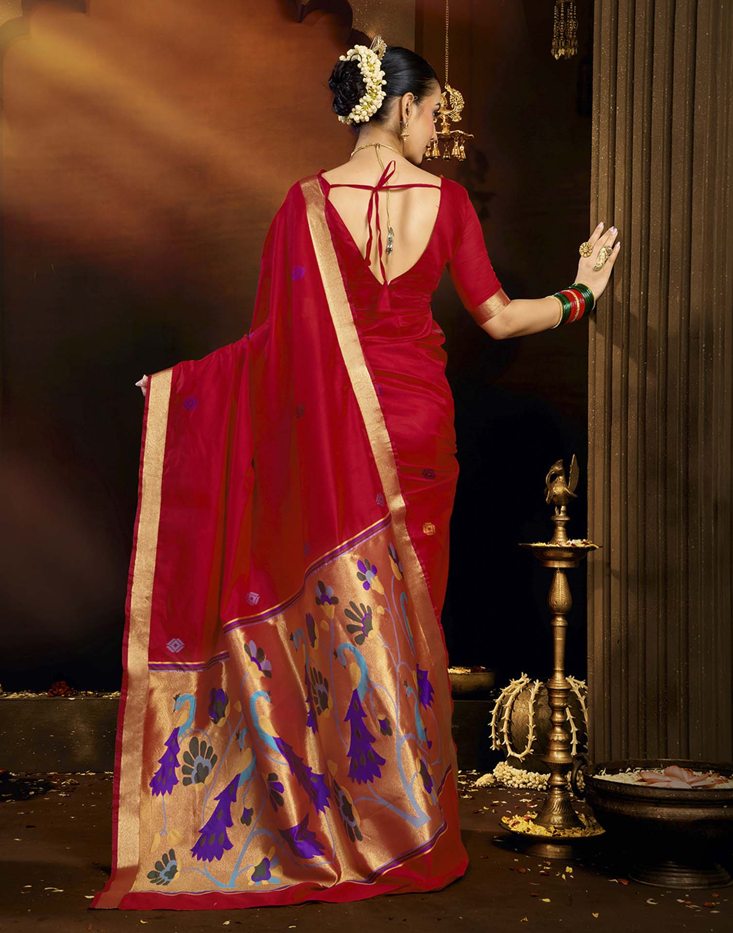 Red Silk Woven Paithani Saree