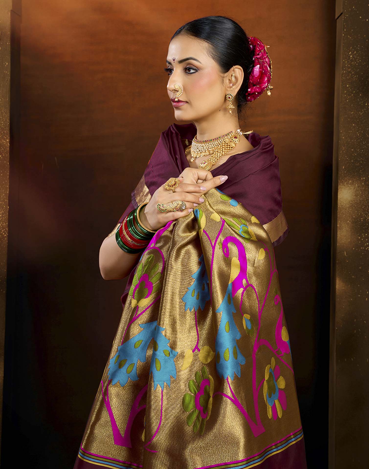 Maroon Silk Woven Paithani Saree
