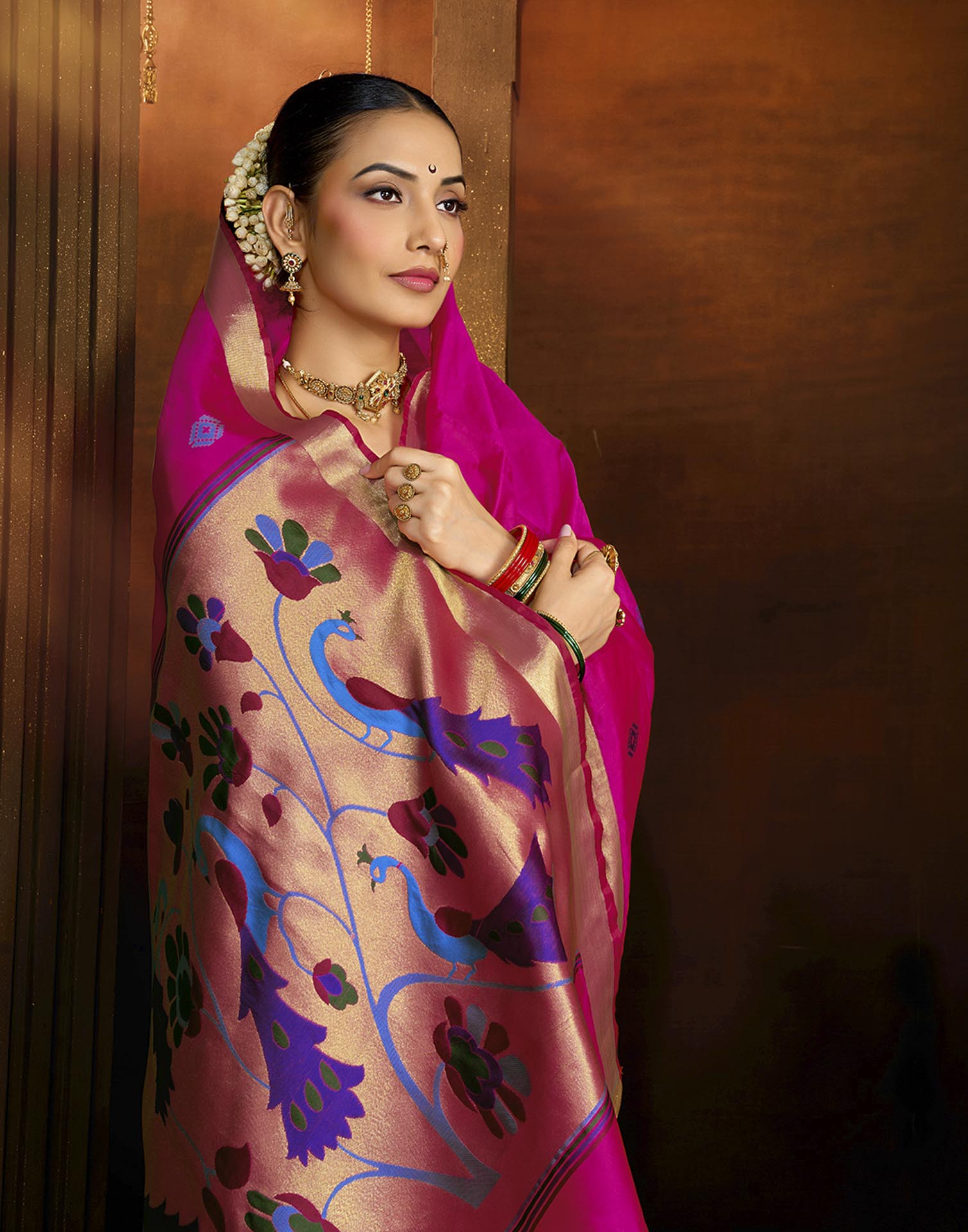 Pink Silk Woven Paithani Saree